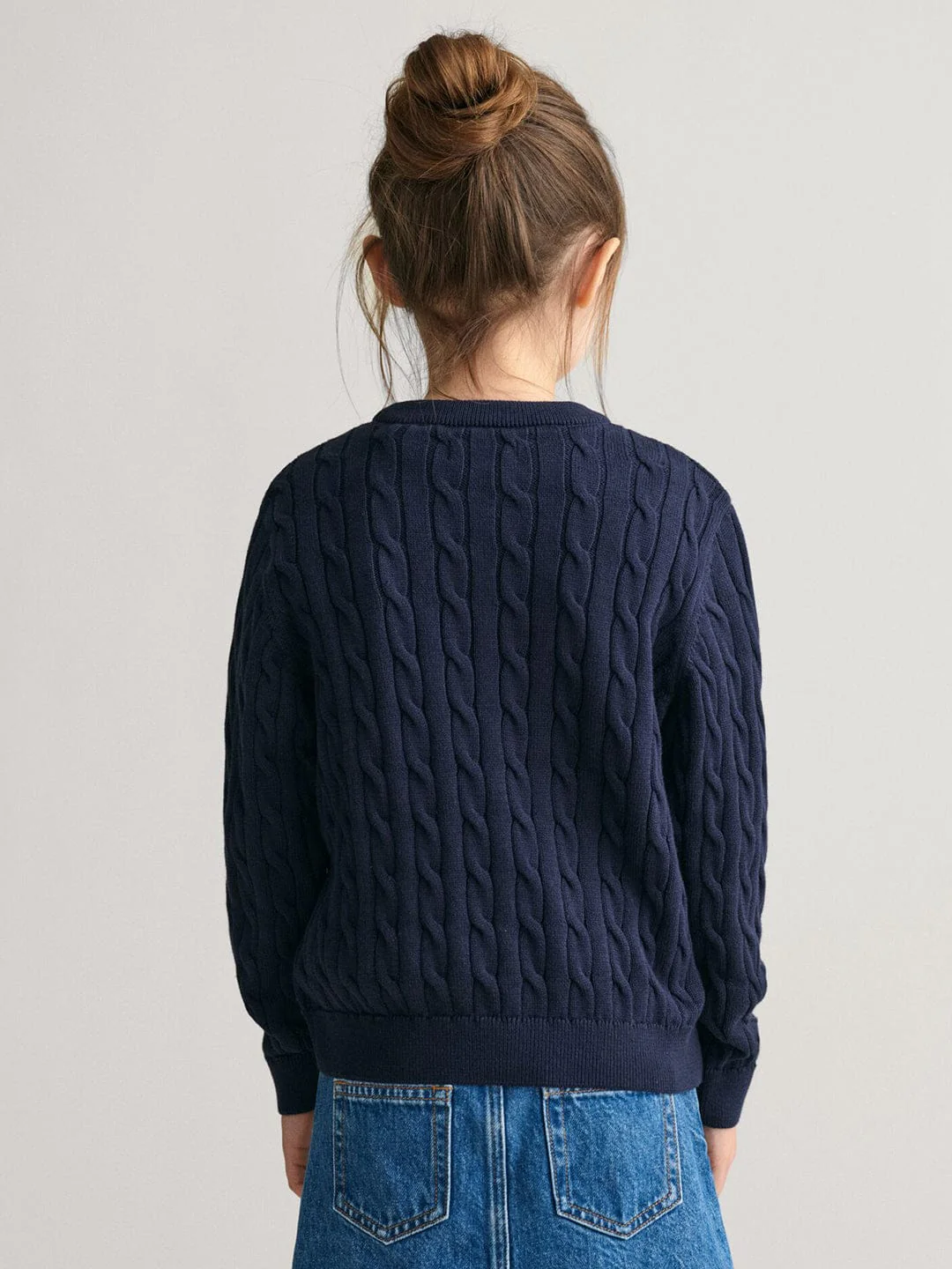 Gant Kids Blue Solid Round Neck Sweater - Image 2