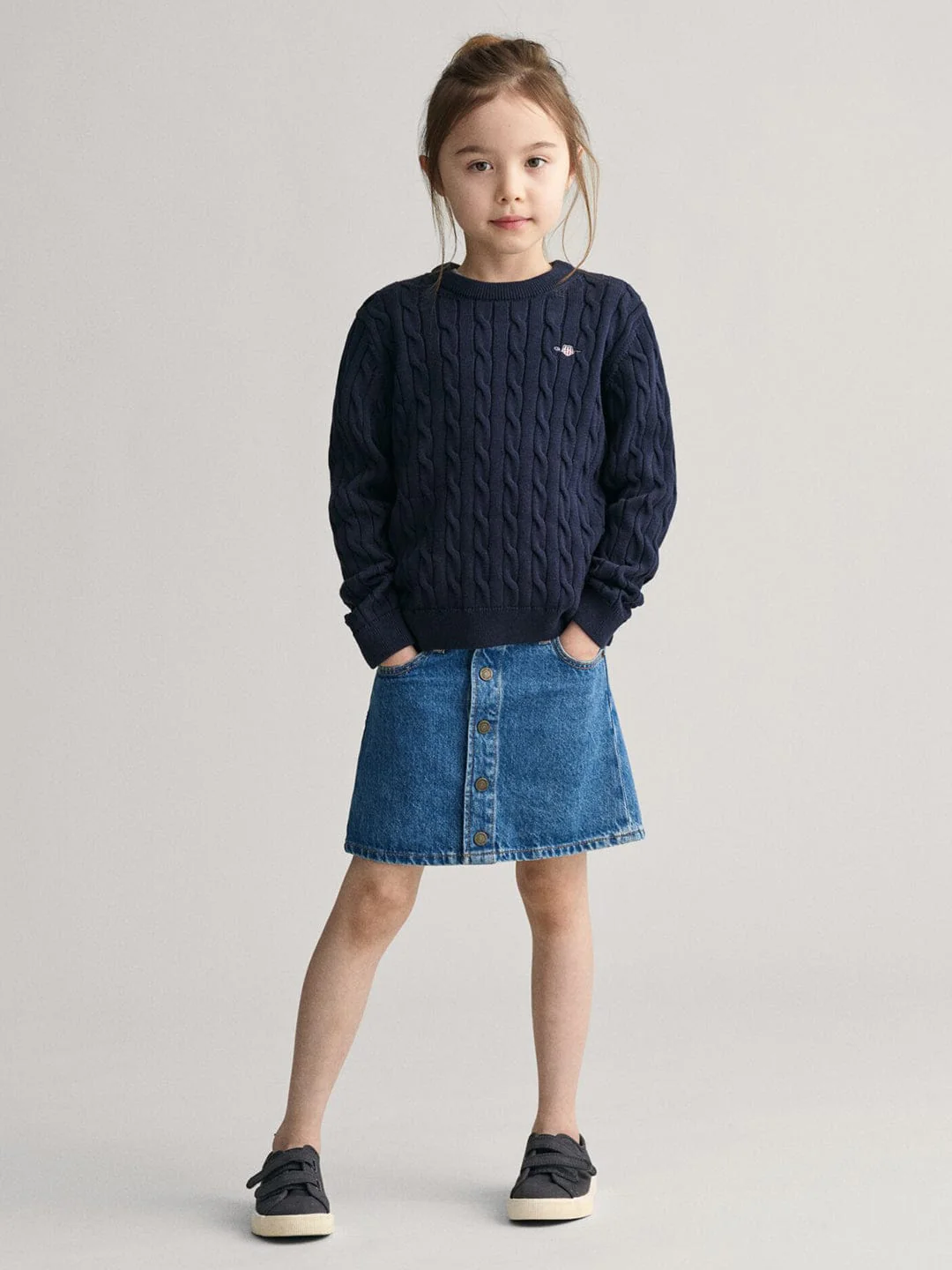 Gant Kids Blue Solid Round Neck Sweater - Image 4