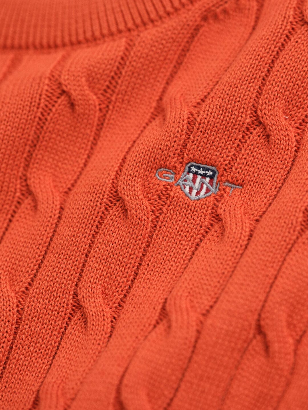 Gant Boys Orange Solid Round Neck Sweater - Image 6