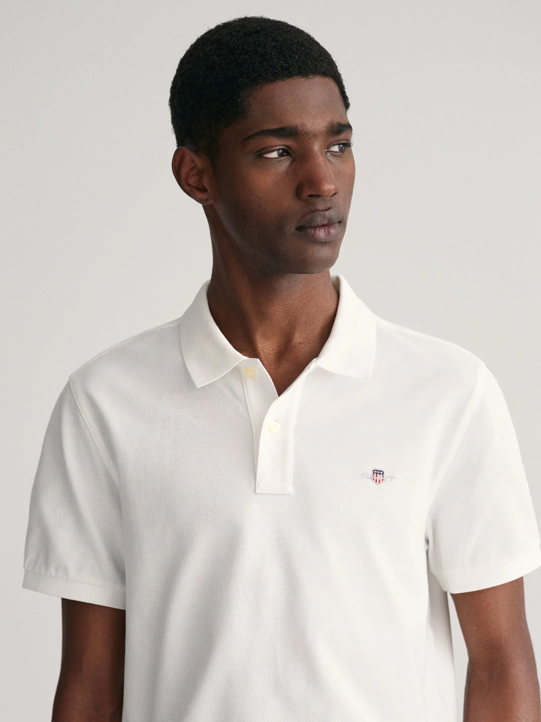Gant Men White Solid Polo Collar Short Sleeves Tshirt - Image 3