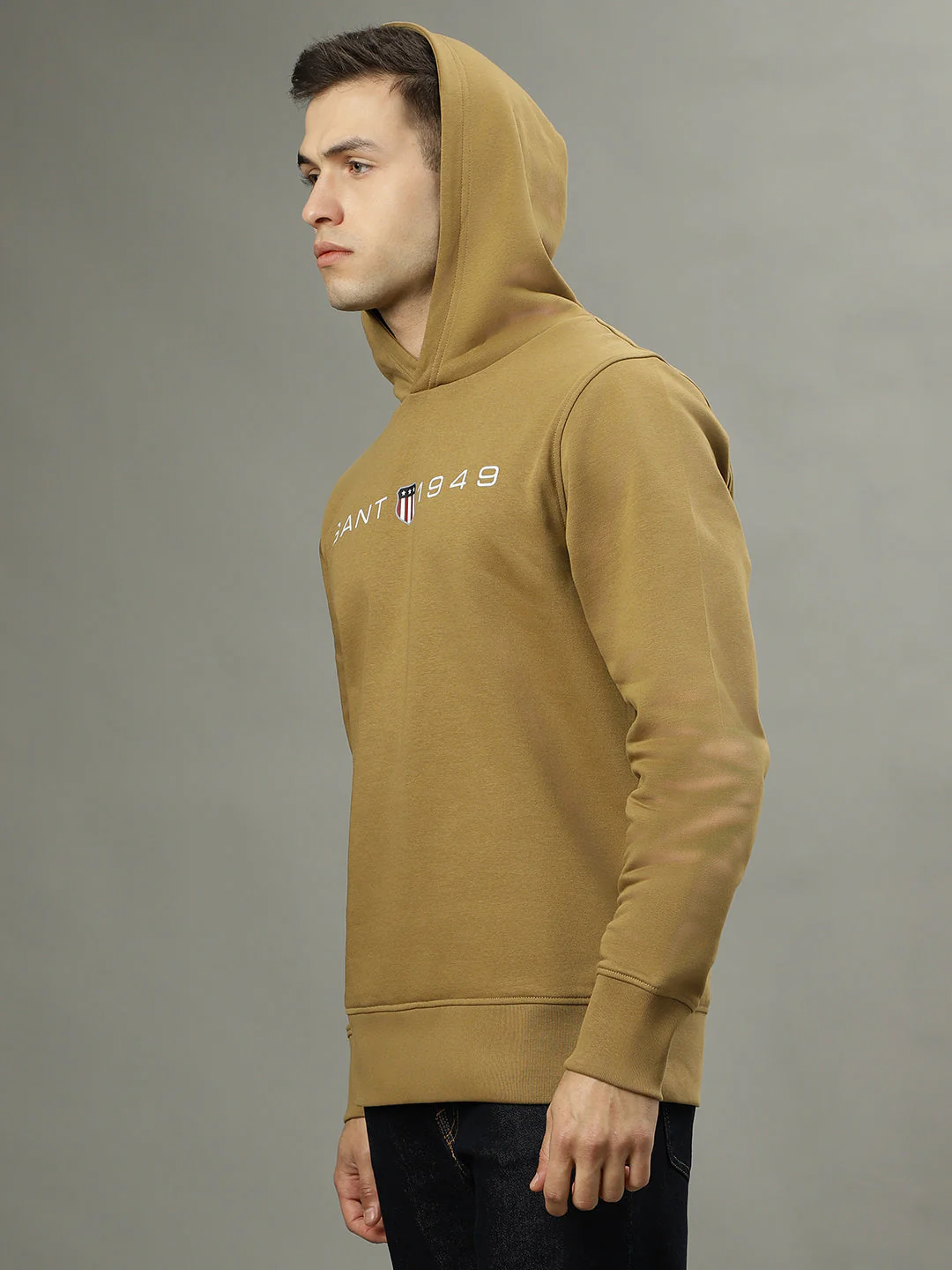 Gant Men Khaki Solid Hooded Long Sleeves Sweatshirt - Image 2