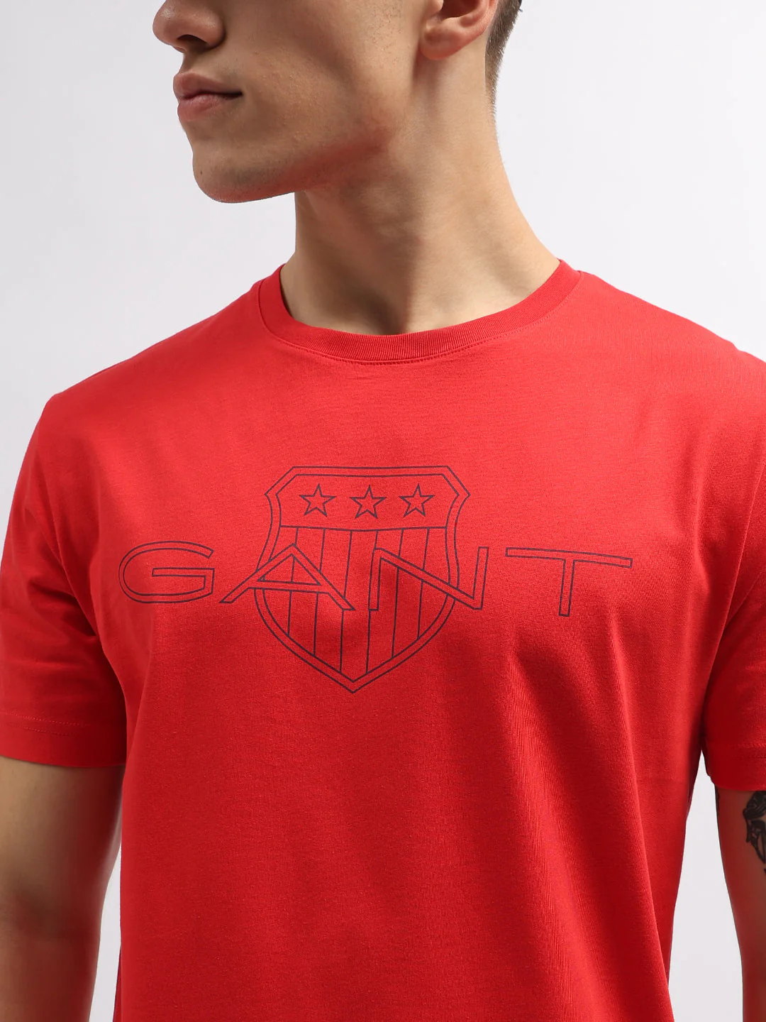 Gant Men Red Printed Round Neck Short Sleeves Tshirt - Image 6