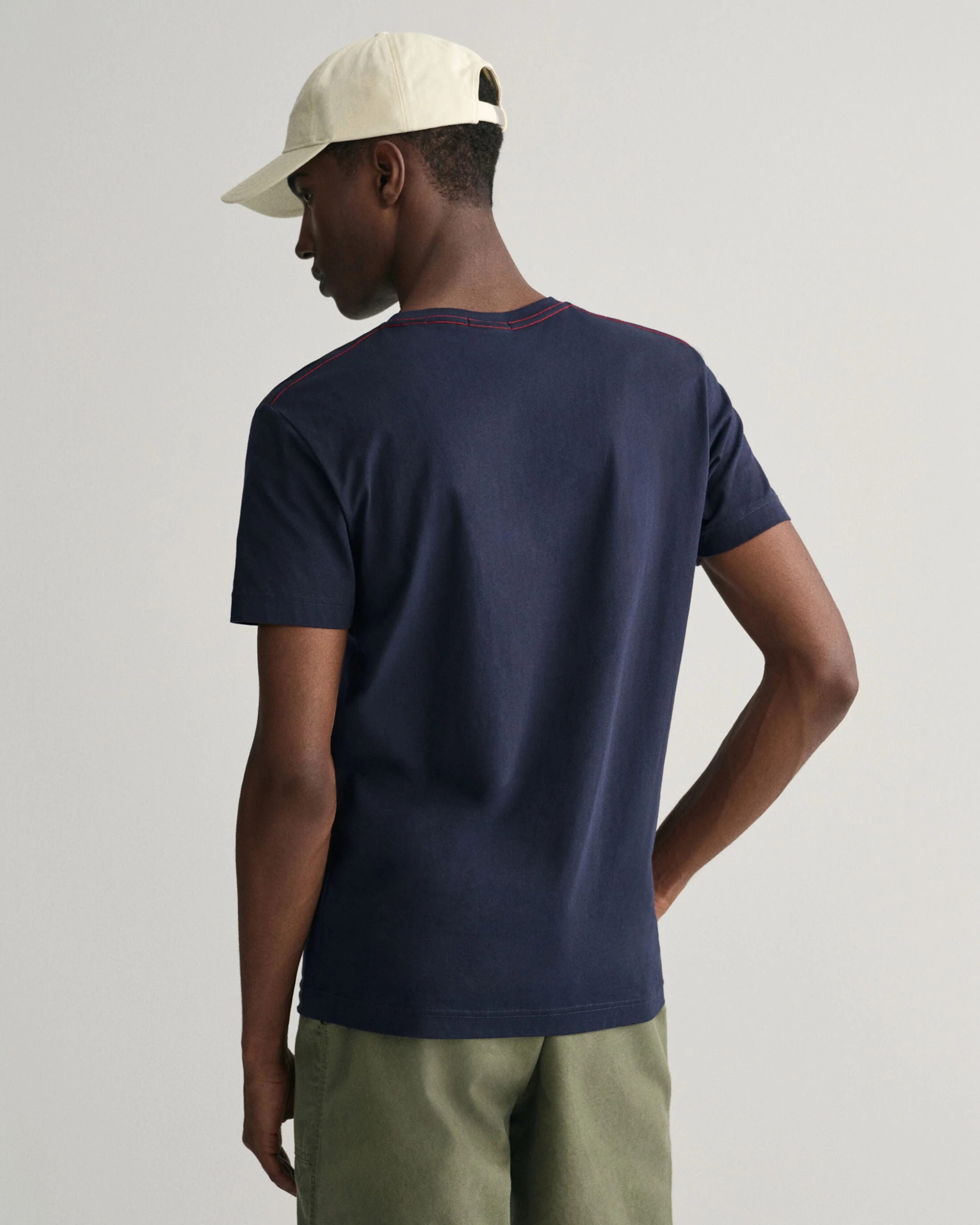 Gant Men Blue Solid Round Neck Short Sleeves Tshirt - Image 2