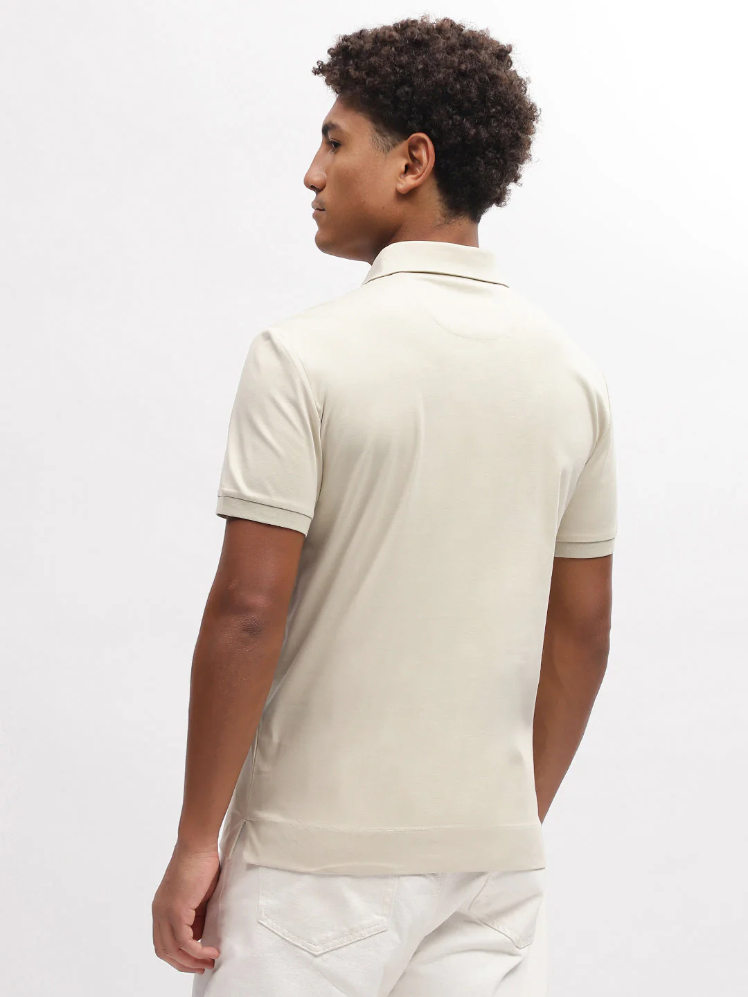 Gant Men Beige Solid Polo Collar Short Sleeves Tshirt - Image 4