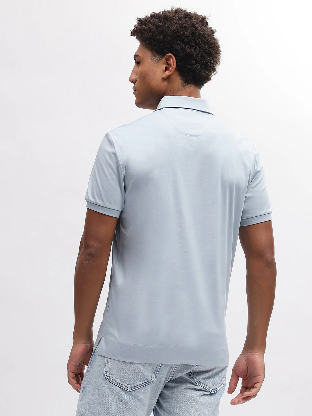 Gant Men Blue Solid Polo Collar Short Sleeves Tshirt - Image 4