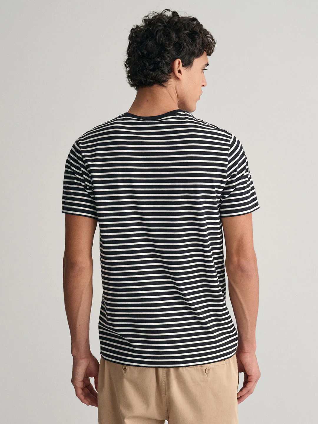 Gant Men Black Striped Round Neck Short Sleeves Tshirt - Image 2