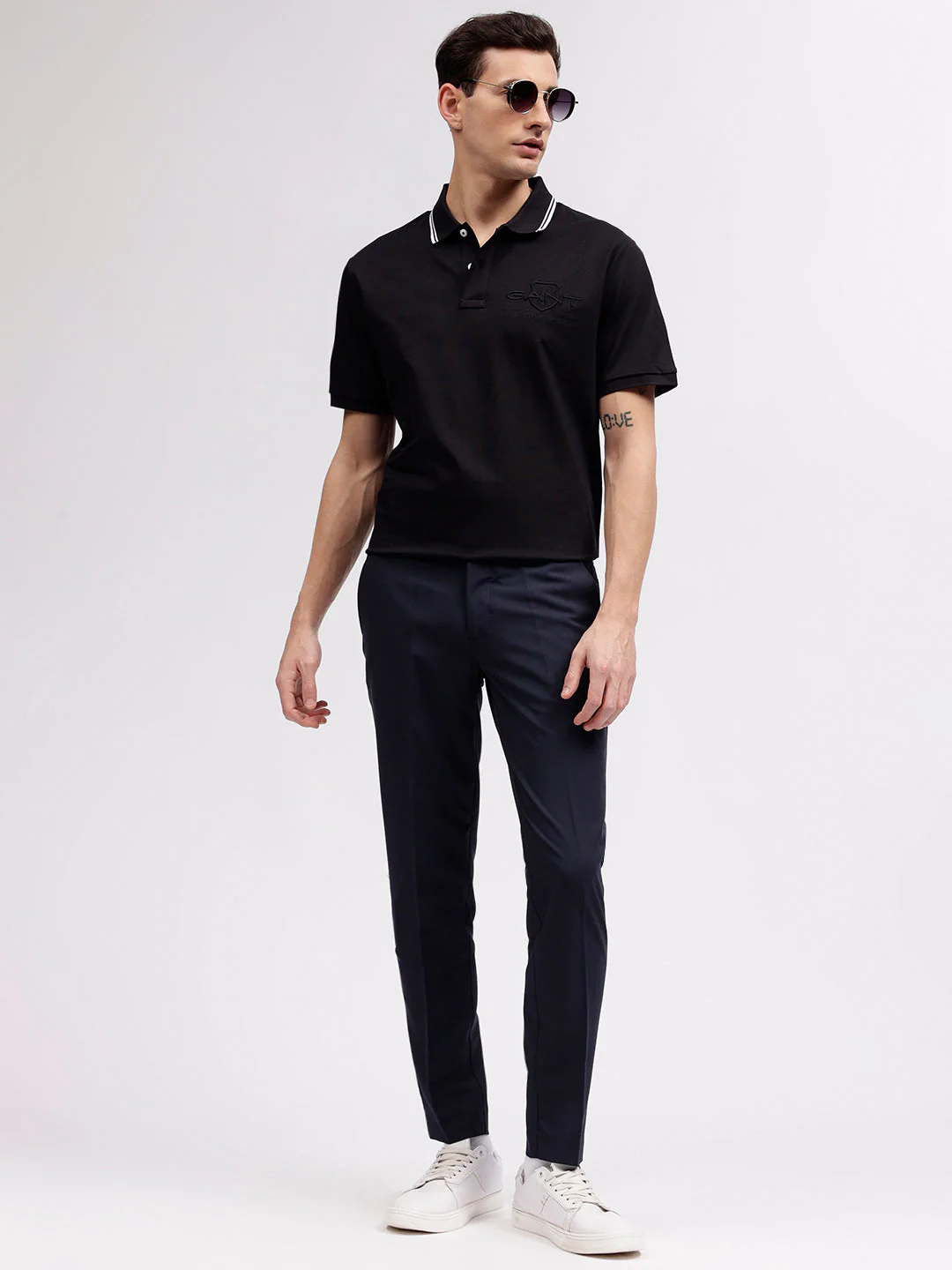 Gant Men Black Solid Polo Collar Short Sleeves Tshirt - Image 4