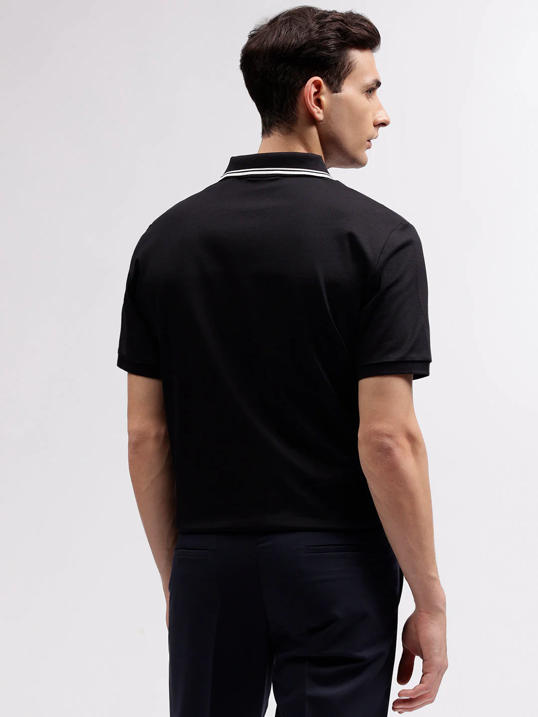 Gant Men Black Solid Polo Collar Short Sleeves Tshirt - Image 5