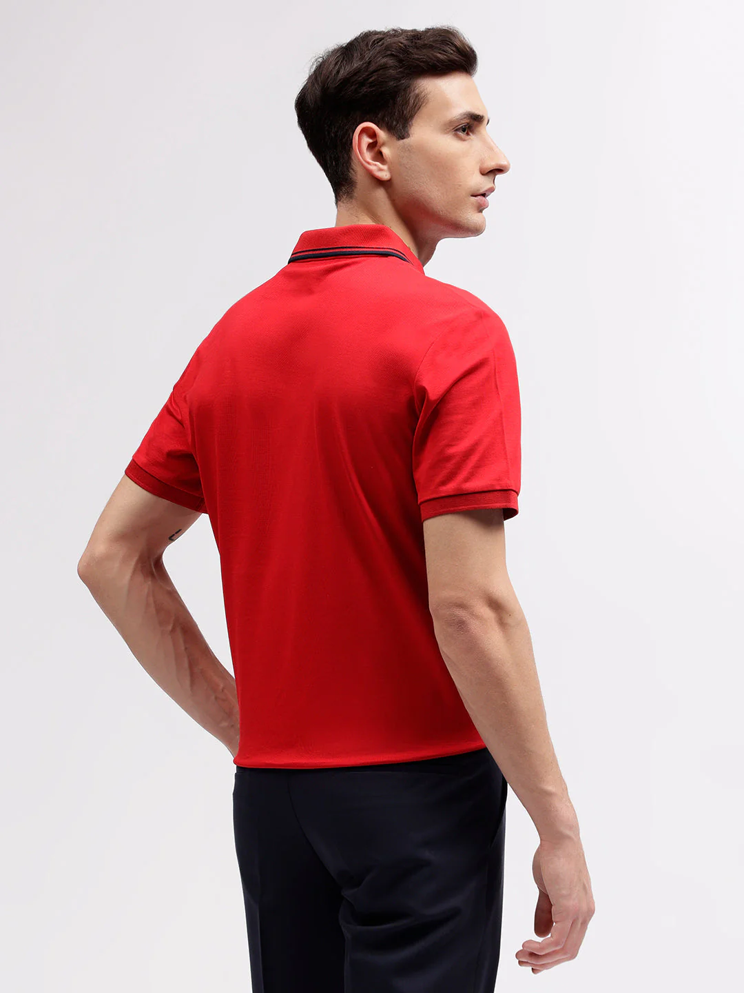 Gant Men Red Solid Polo Collar Short Sleeves Tshirt - Image 5