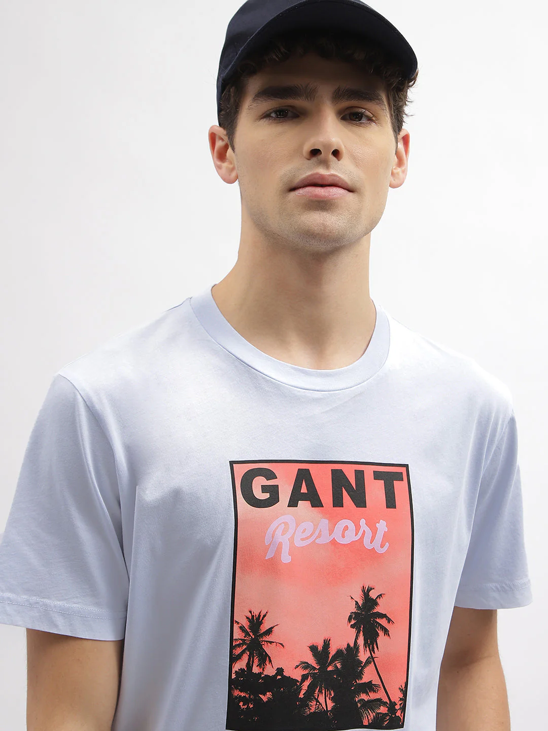 Gant Men Blue Printed Round Neck Short Sleeves Tshirt - Image 5