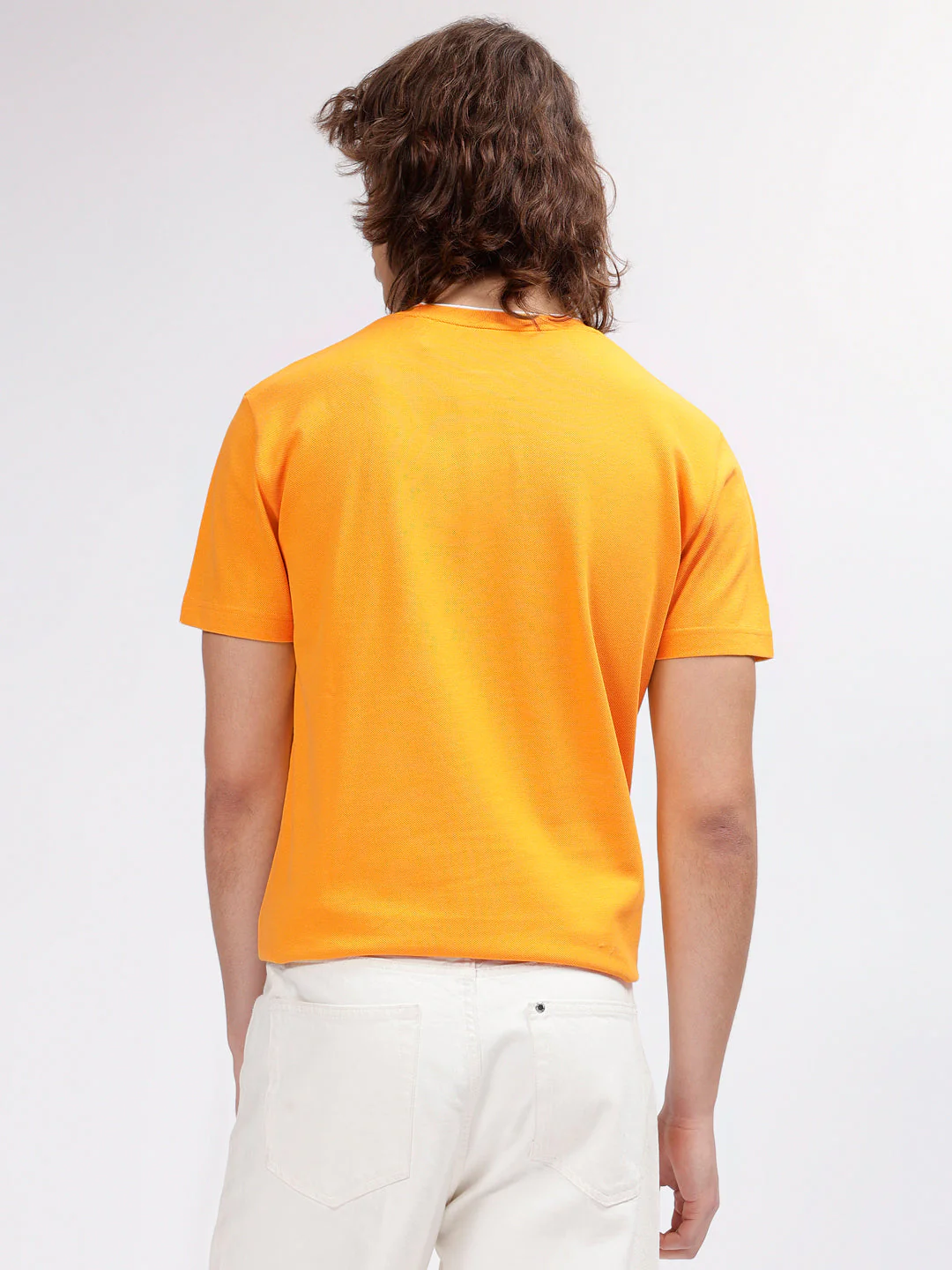 Gant Men Yellow Solid Round Neck Short Sleeves Tshirt - Image 3