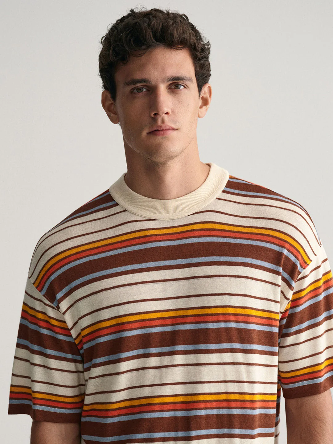 Gant Men Multi Striped Round Neck Short Sleeves Tshirt - Image 4