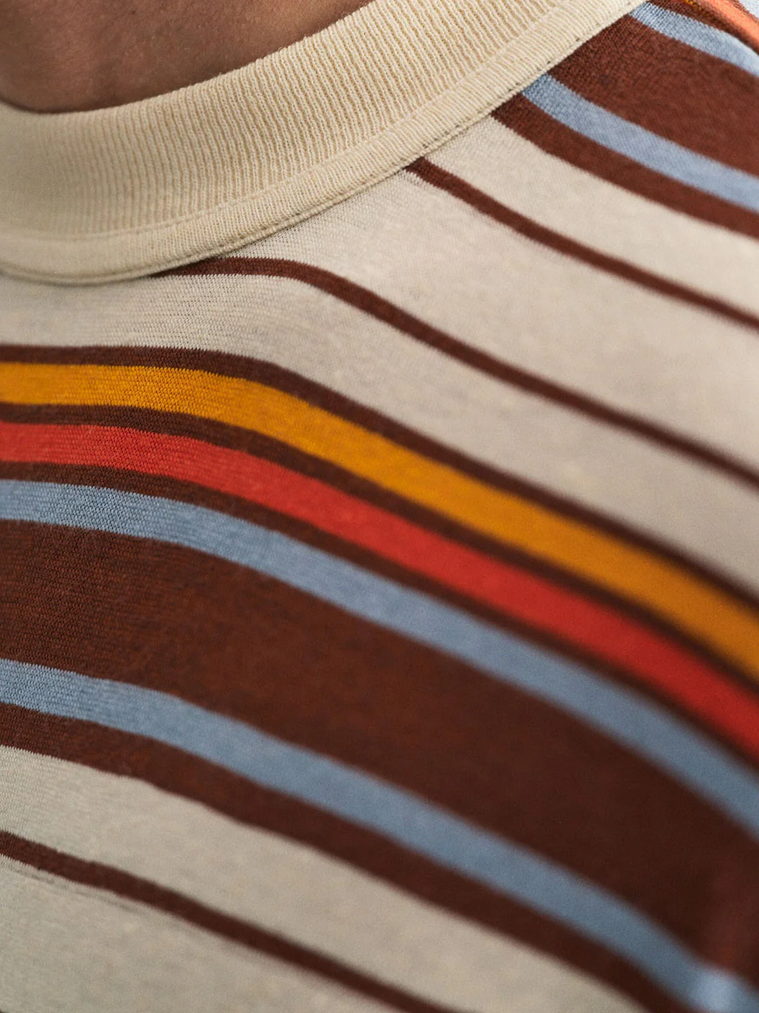 Gant Men Multi Striped Round Neck Short Sleeves Tshirt - Image 5