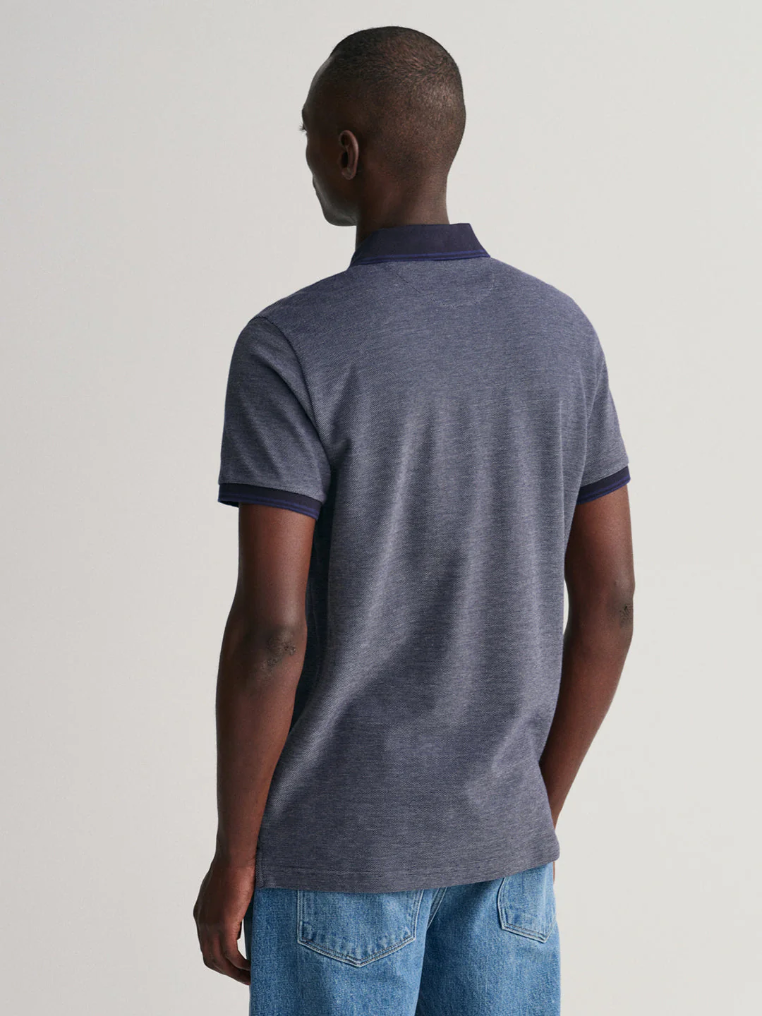 Gant Men Blue Solid Polo Collar Short Sleeves Tshirt - Image 2