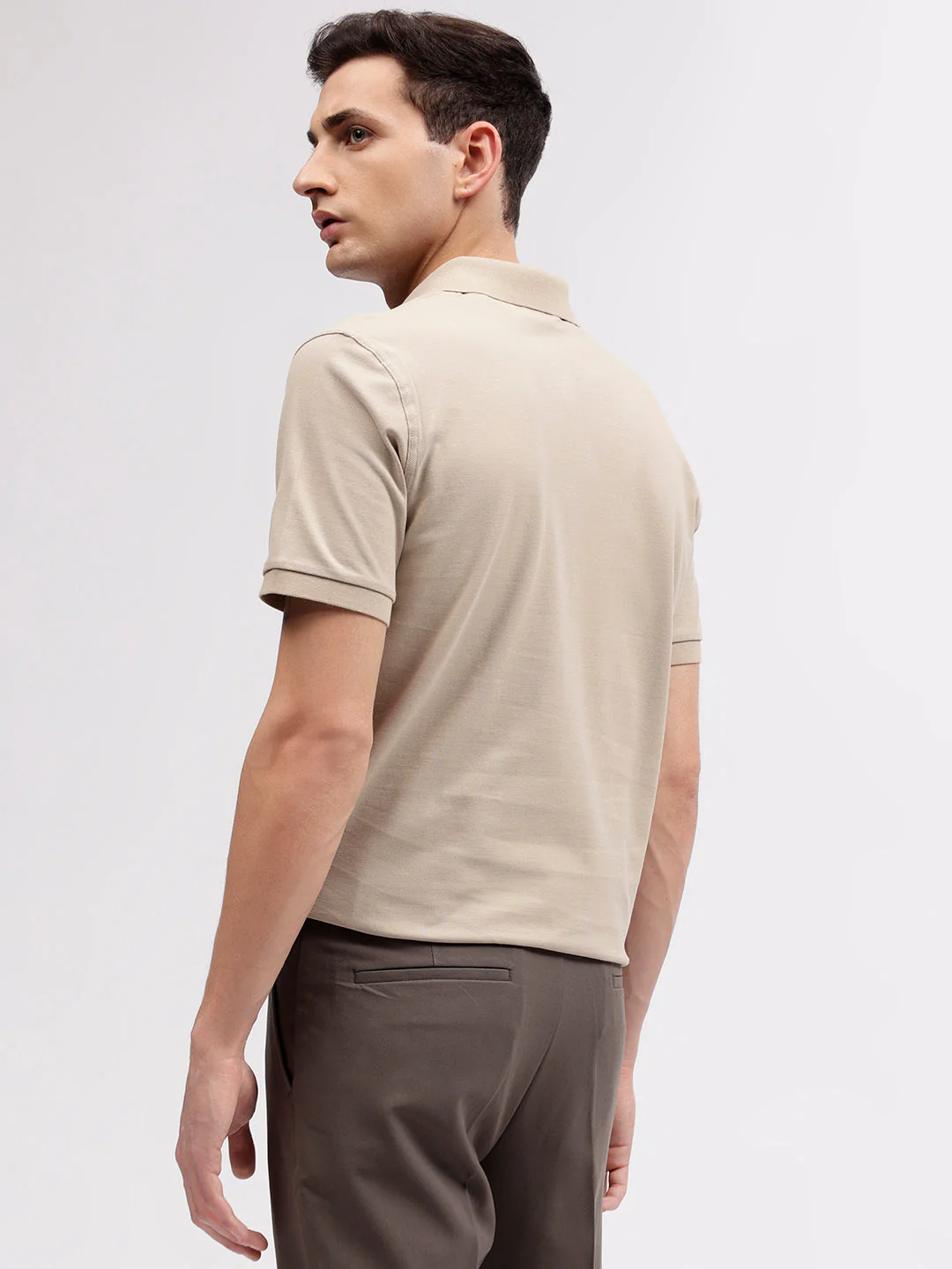 Gant Men Beige Solid Polo Collar Short Sleeves Tshirt - Image 5