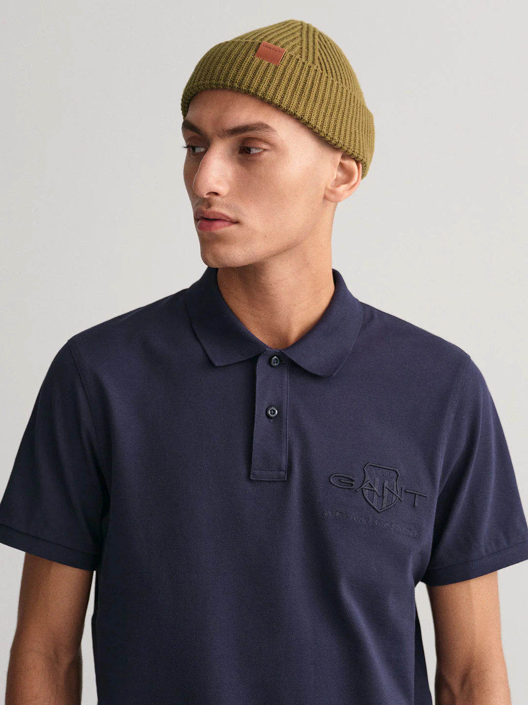 Gant Men Navy Blue Solid Polo Collar Short Sleeves Tshirt - Image 3
