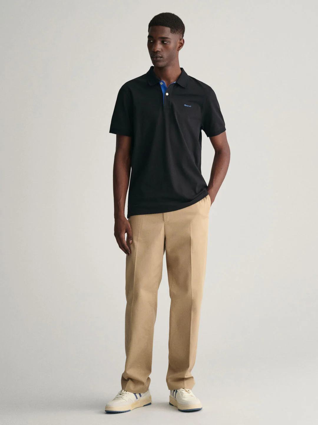 Gant Men Black Solid Polo Collar Short Sleeves Tshirt - Image 3