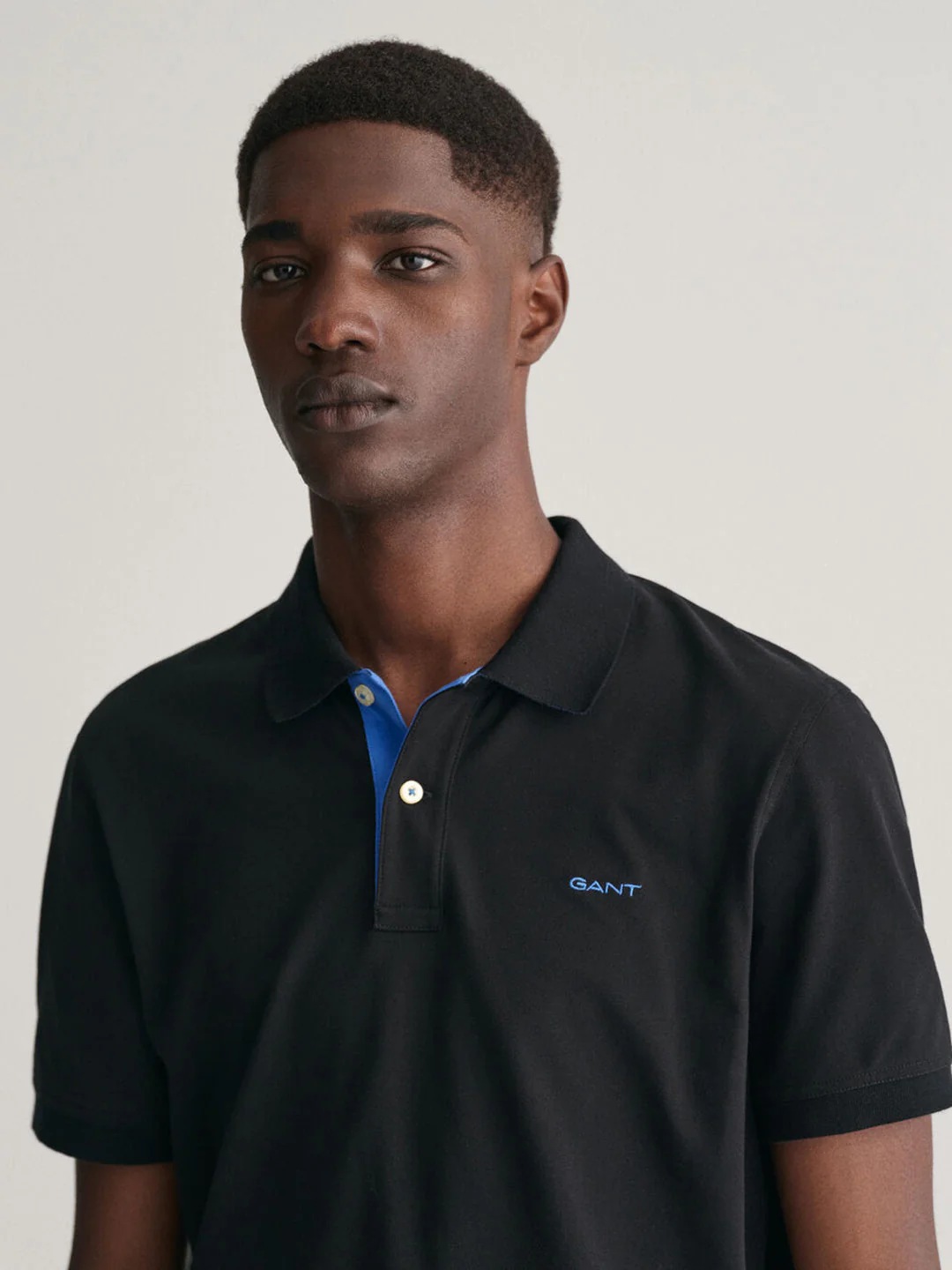 Gant Men Black Solid Polo Collar Short Sleeves Tshirt - Image 4