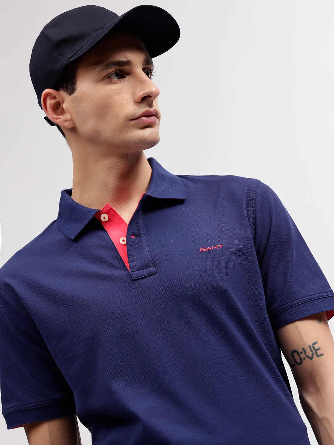 Gant Men Blue Solid Polo Collar Short Sleeves Tshirt - Image 2