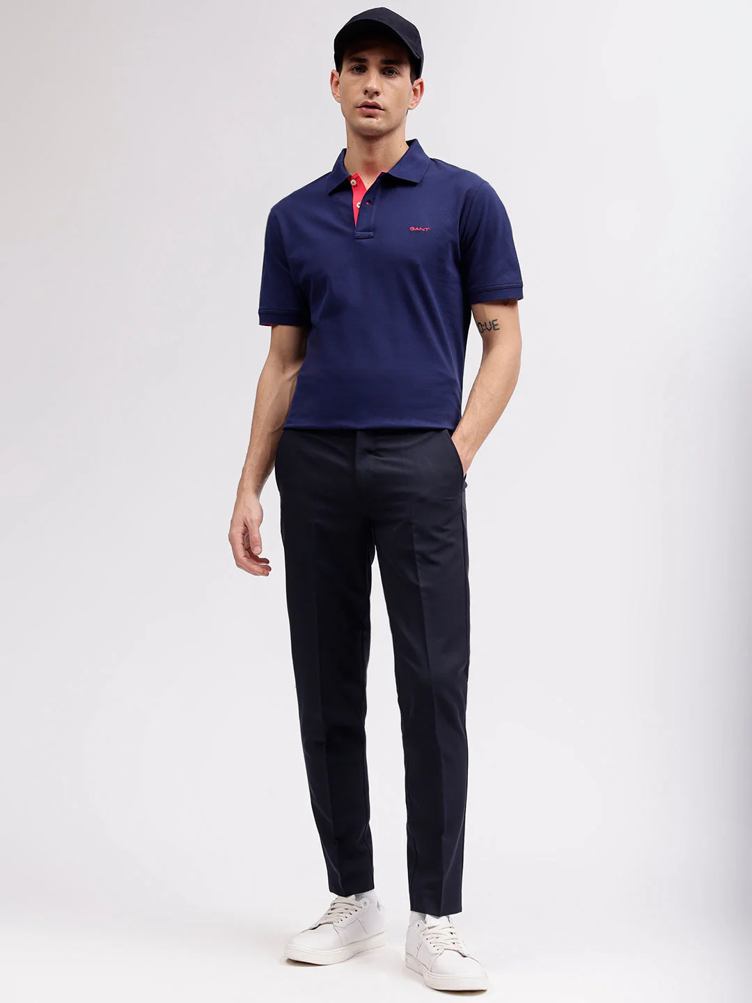 Gant Men Blue Solid Polo Collar Short Sleeves Tshirt - Image 4