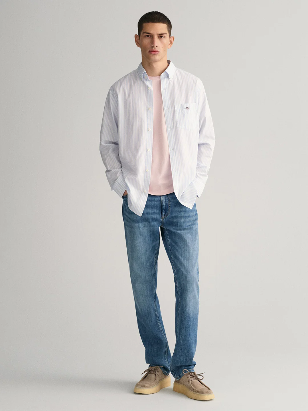 Gant Men Blue Striped Button-down Collar Full Sleeves Shirt - Image 4