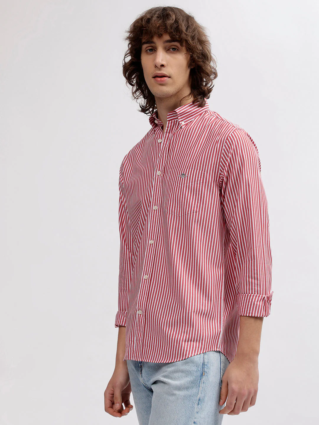 Gant Men Red Striped Button Down Collar Full Sleeves Shirt - Image 3