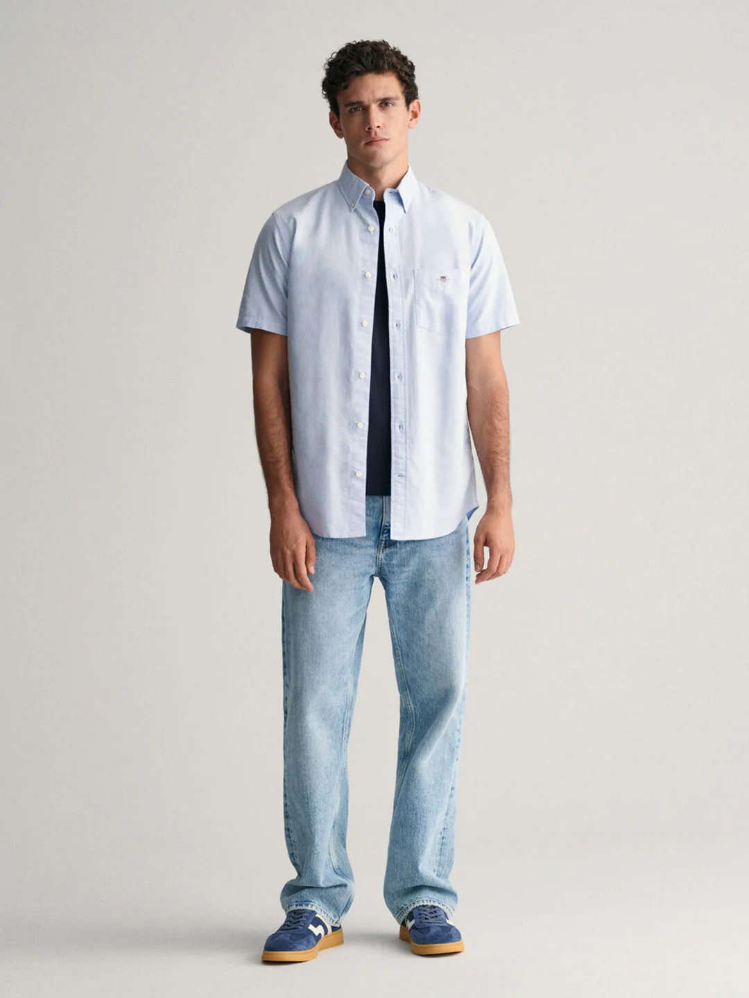 Gant Men Blue Solid Button-down Collar Long Sleeves Shirt - Image 3