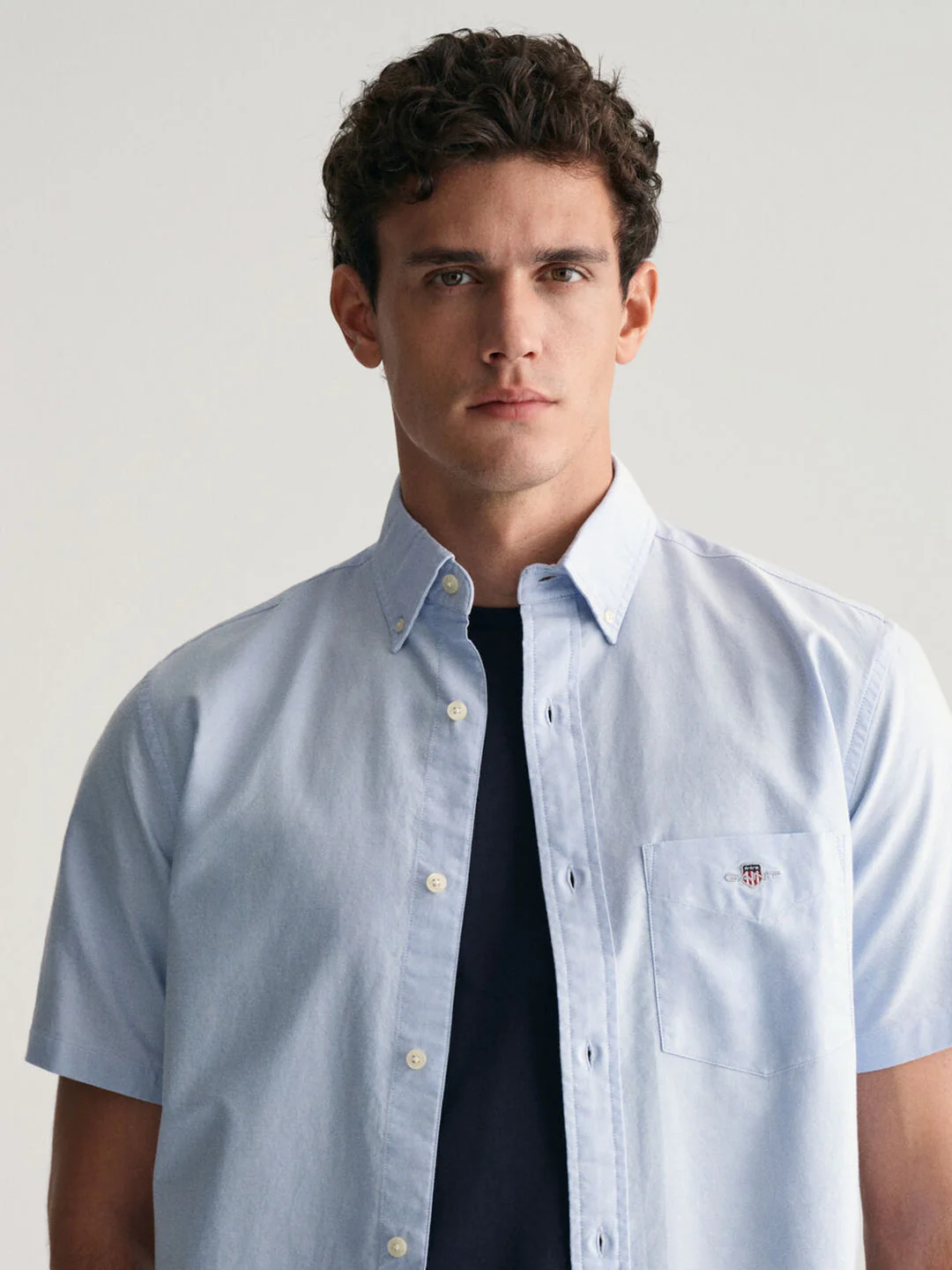Gant Men Blue Solid Button-down Collar Long Sleeves Shirt - Image 5