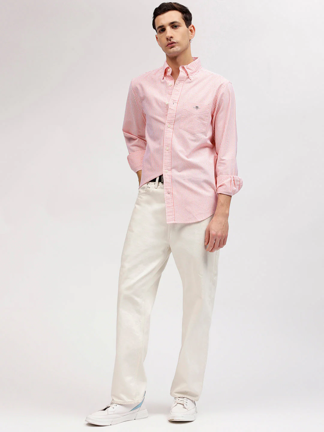 Gant Men Pink Striped Button-down Collar Full Sleeves Shirt - Image 5