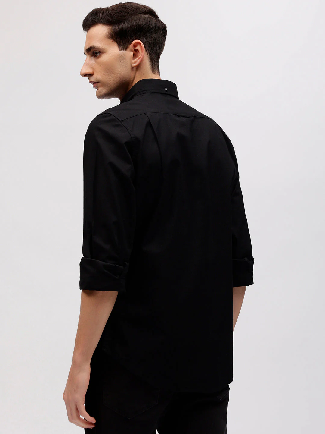 Gant Men Black Solid Button-down Collar Full Sleeves Shirt - Image 4