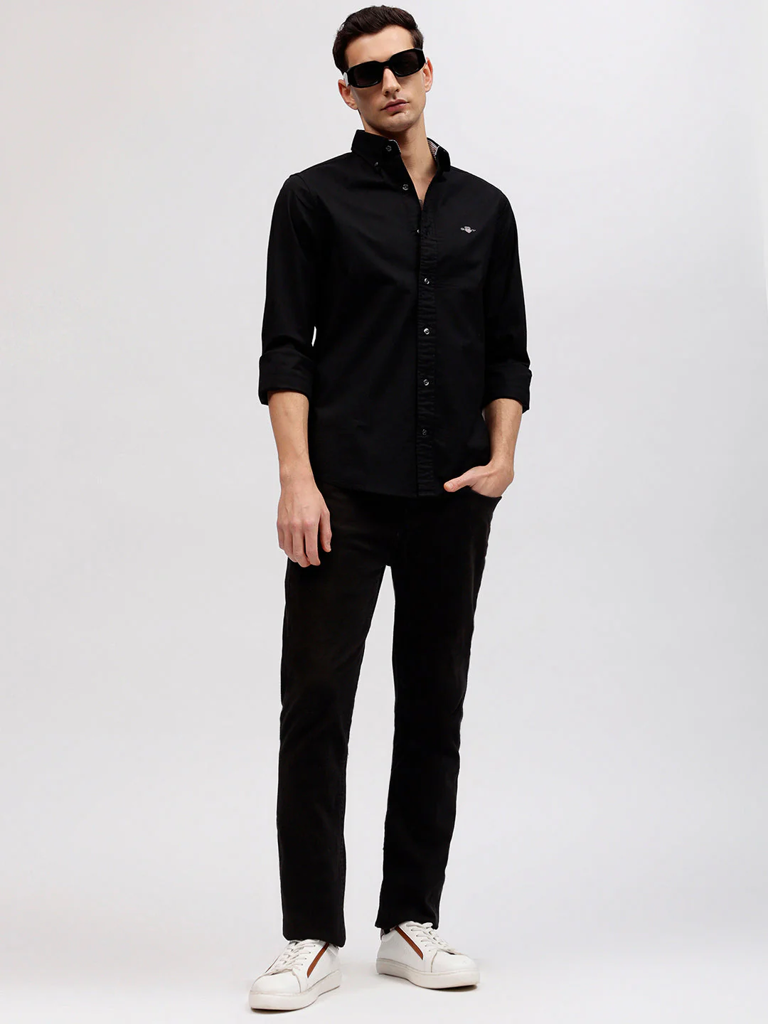 Gant Men Black Solid Button-down Collar Full Sleeves Shirt - Image 5