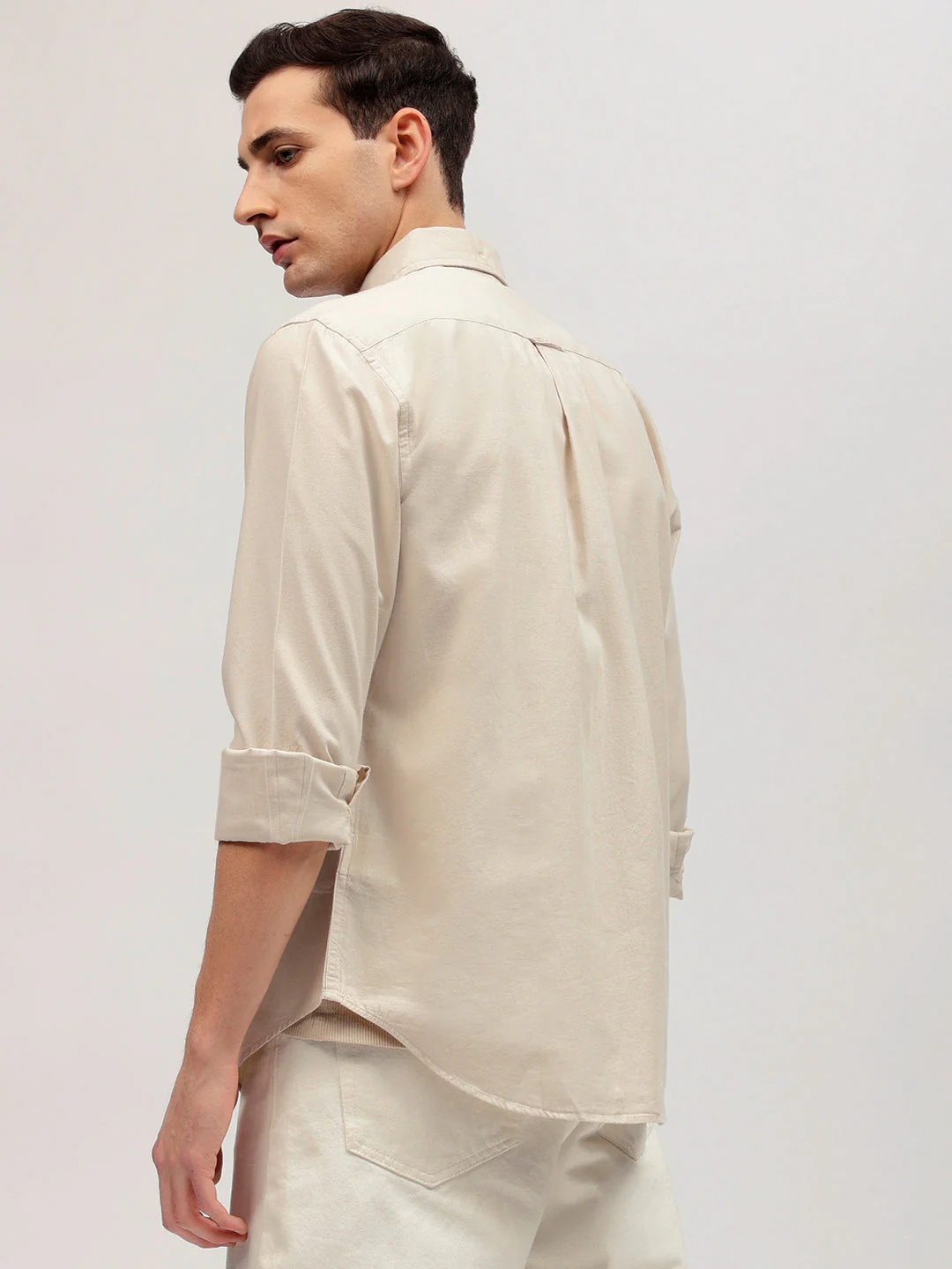 Gant Men Beige Solid Button-down Collar Full Sleeves Shirt - Image 4
