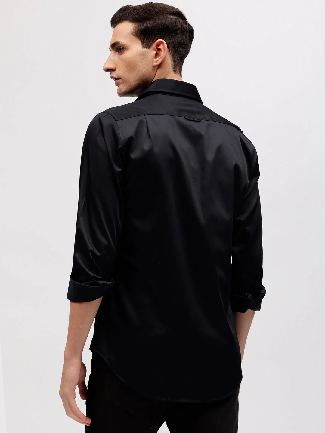 Gant Men Black Solid Spread Collar Full Sleeves Shirt - Image 4