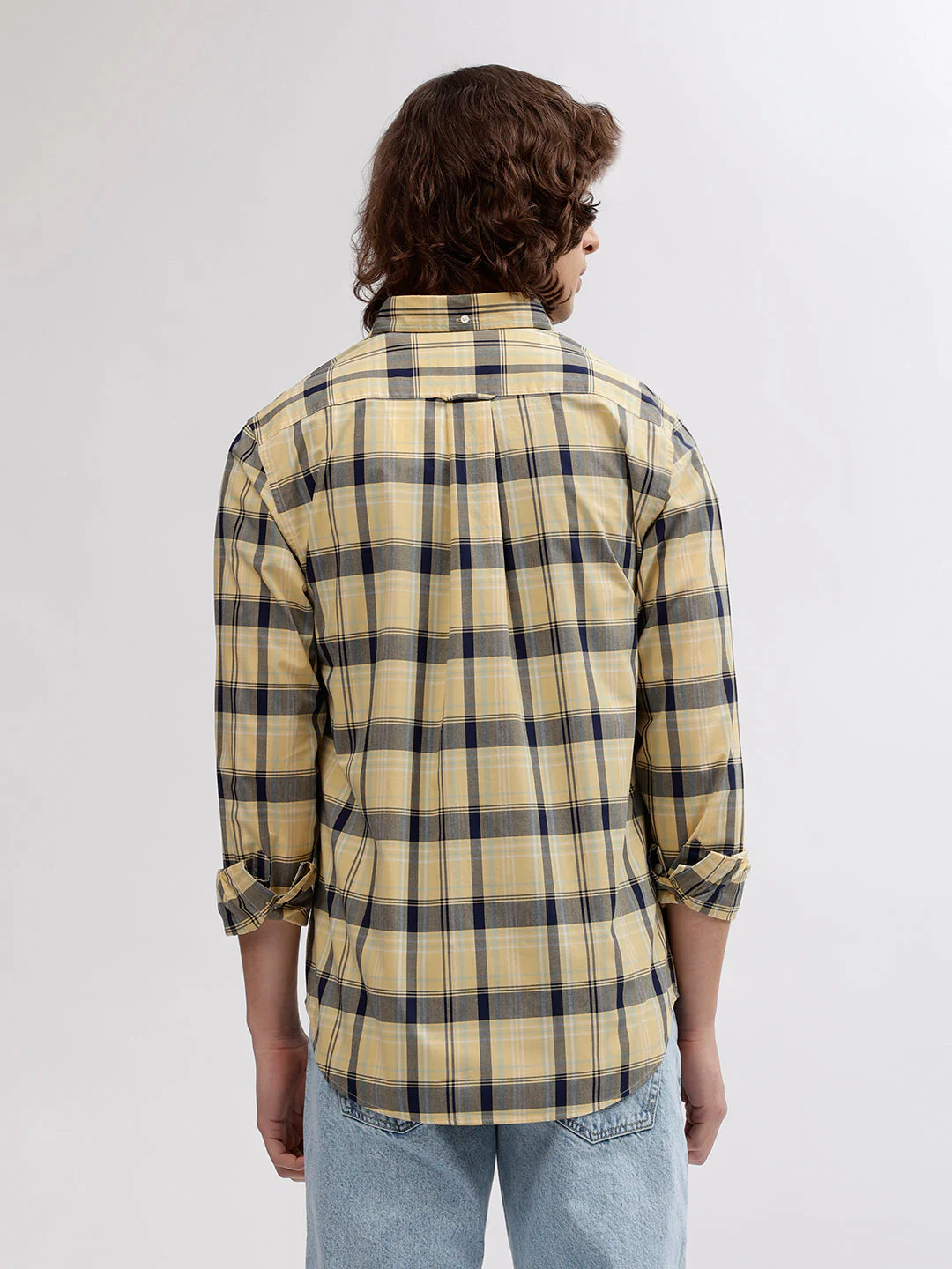 Gant Men Yellow Checked Button Down Collar Full Sleeves Shirt - Image 4