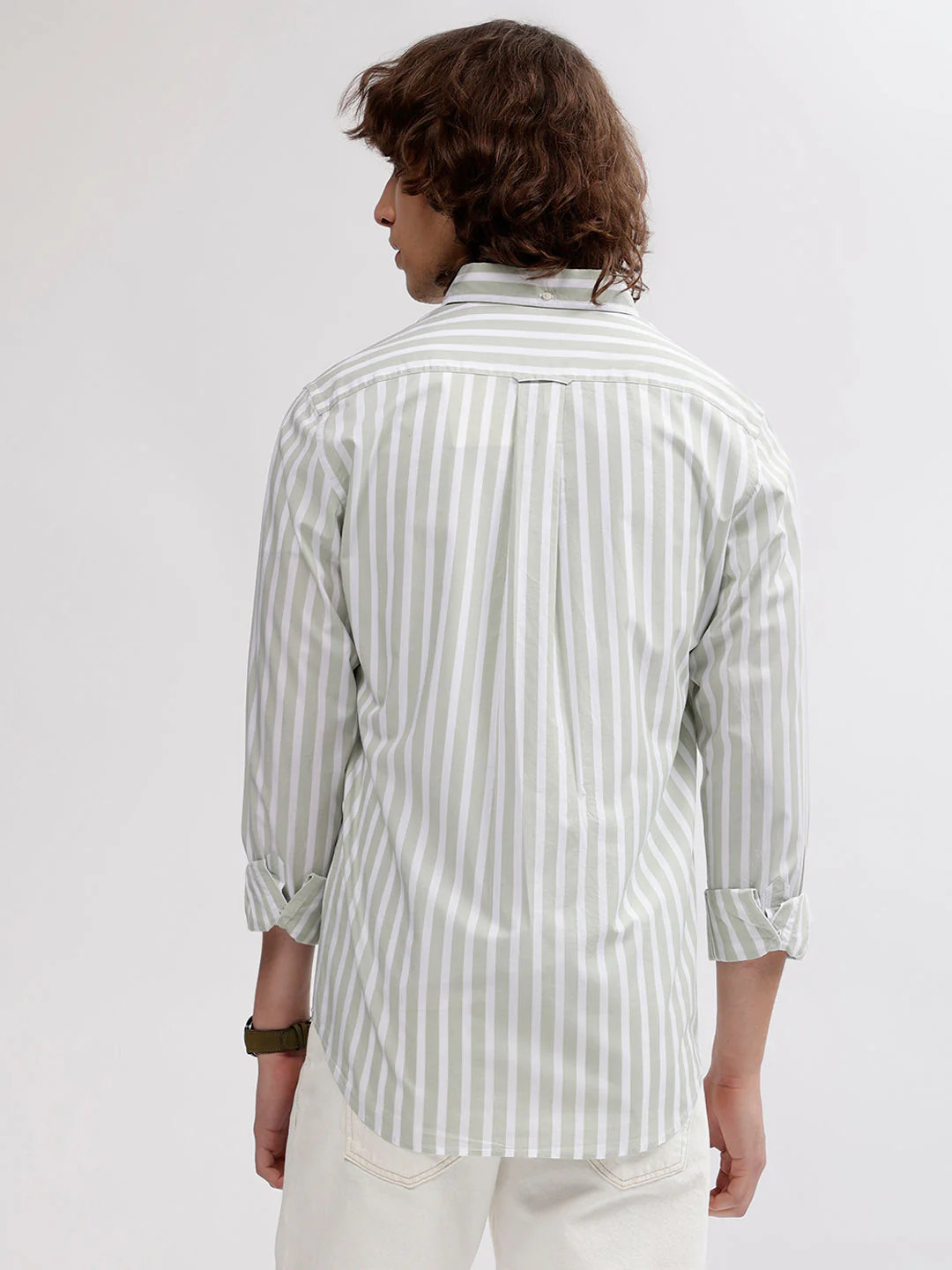 Gant Men Green Striped Button Down Collar Full Sleeves Shirt - Image 4