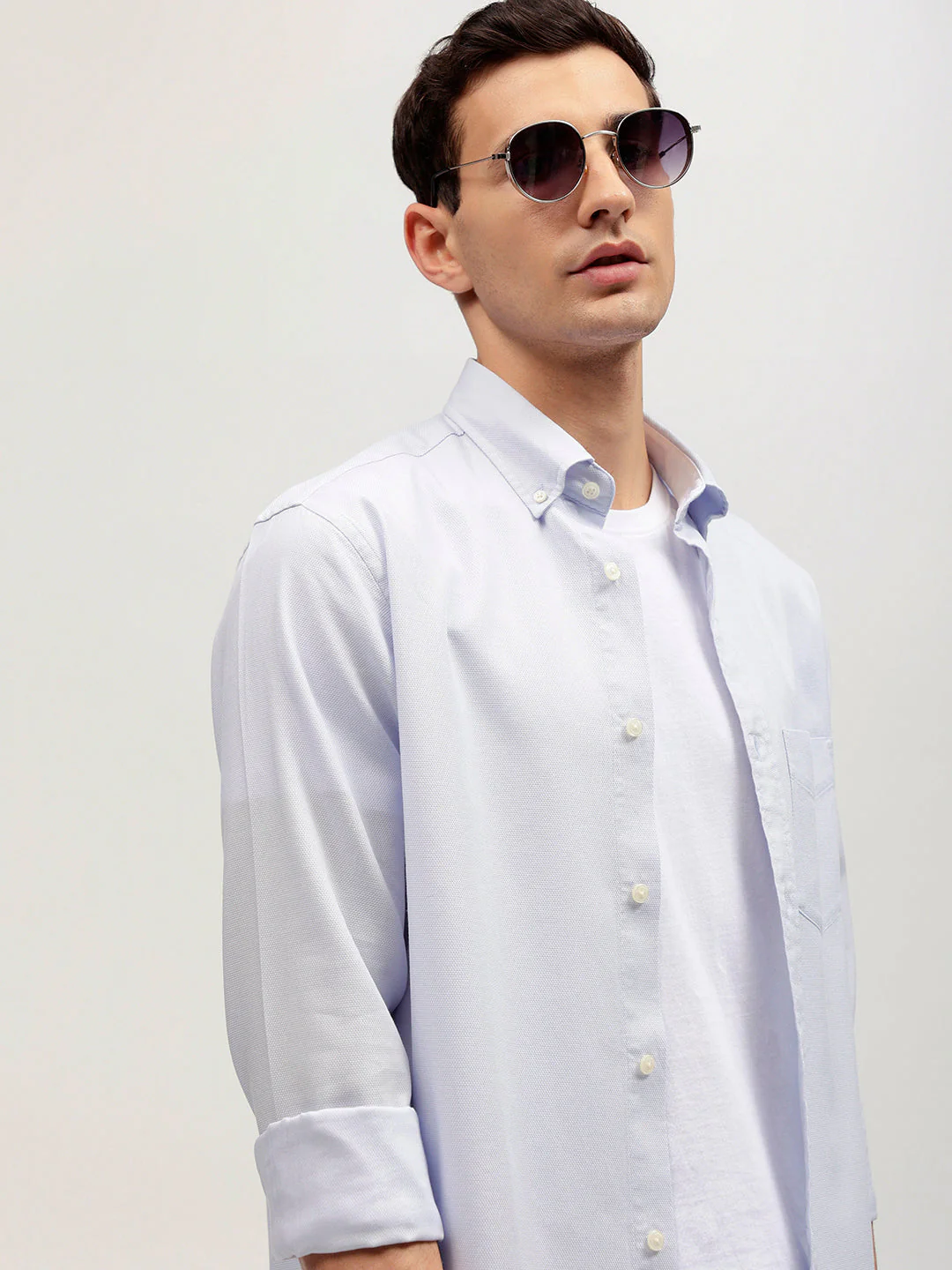 Gant Men Blue Solid Button-down Collar Full Sleeves Shirt - Image 2