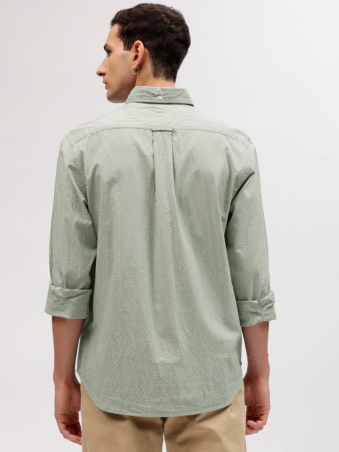 Gant Men Green Striped Button-down Collar Full Sleeves Shirt - Image 4