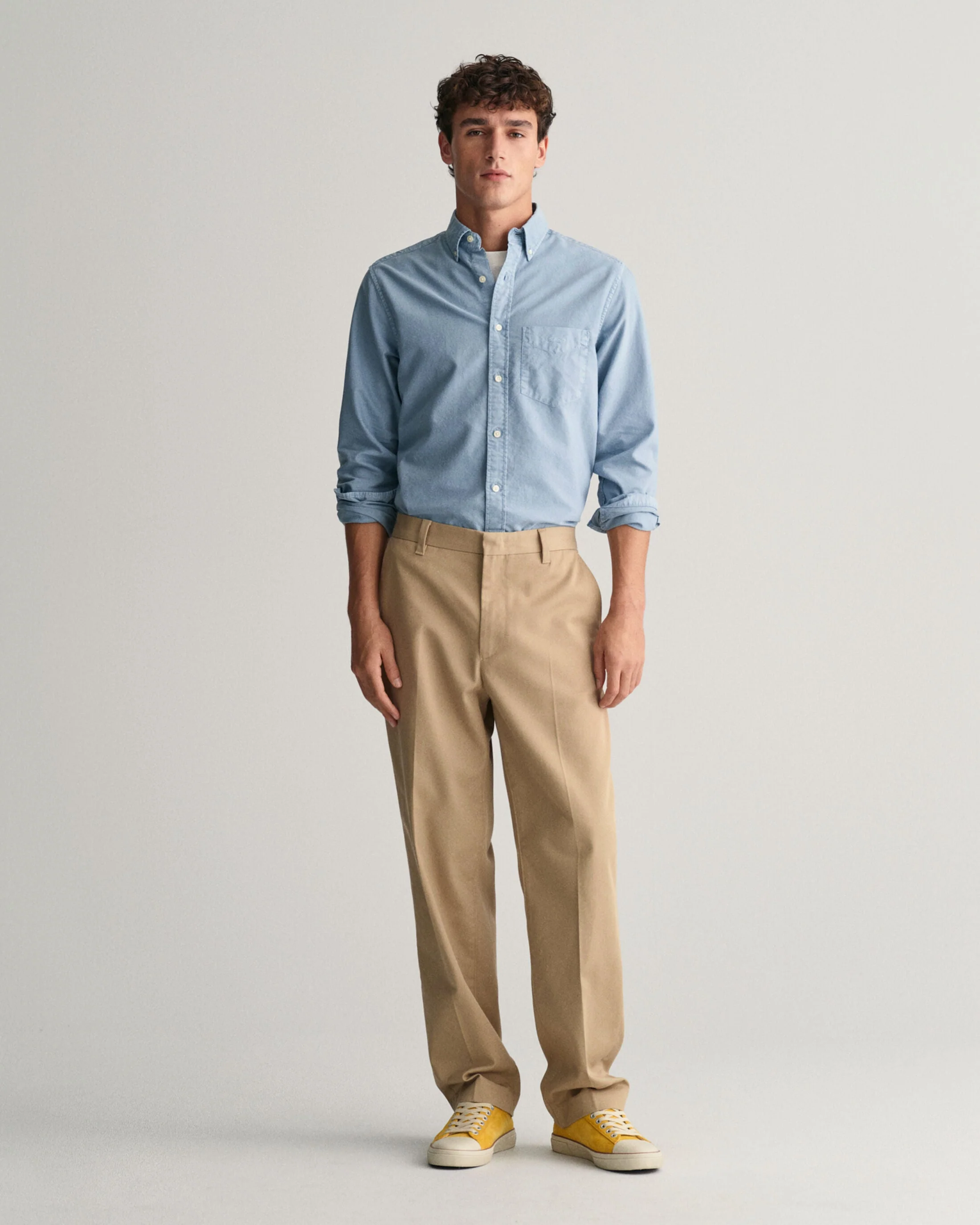 Gant Men Blue Solid Button Down Full Sleeves Shirt - Image 3