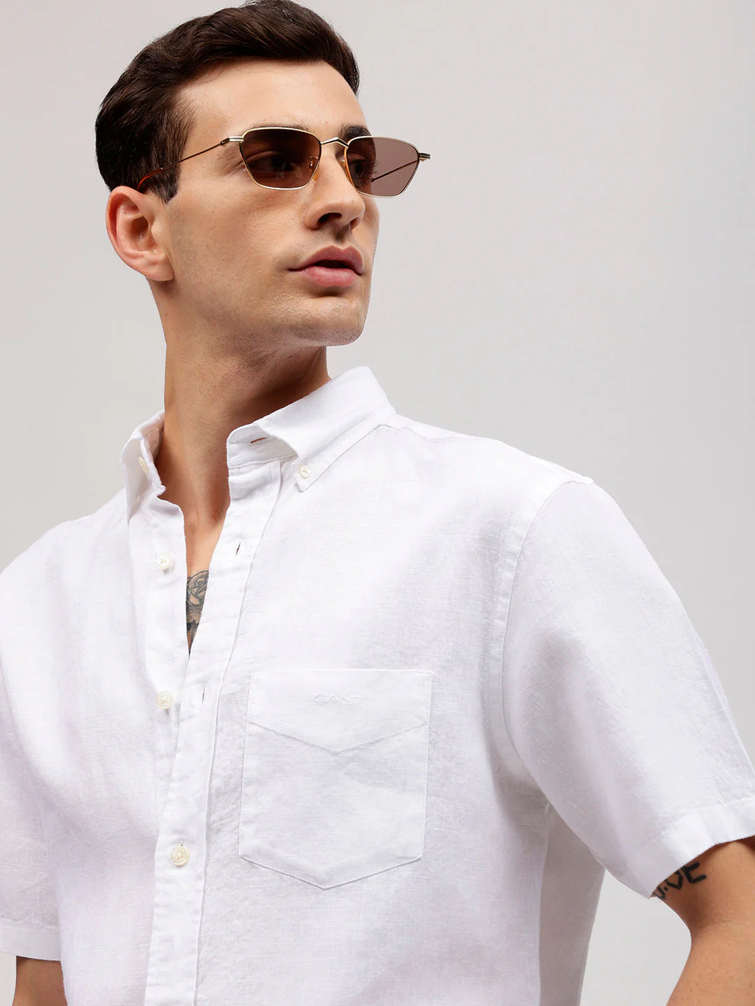Gant Men White Regular Fit Solid Linen Shirt - Image 2
