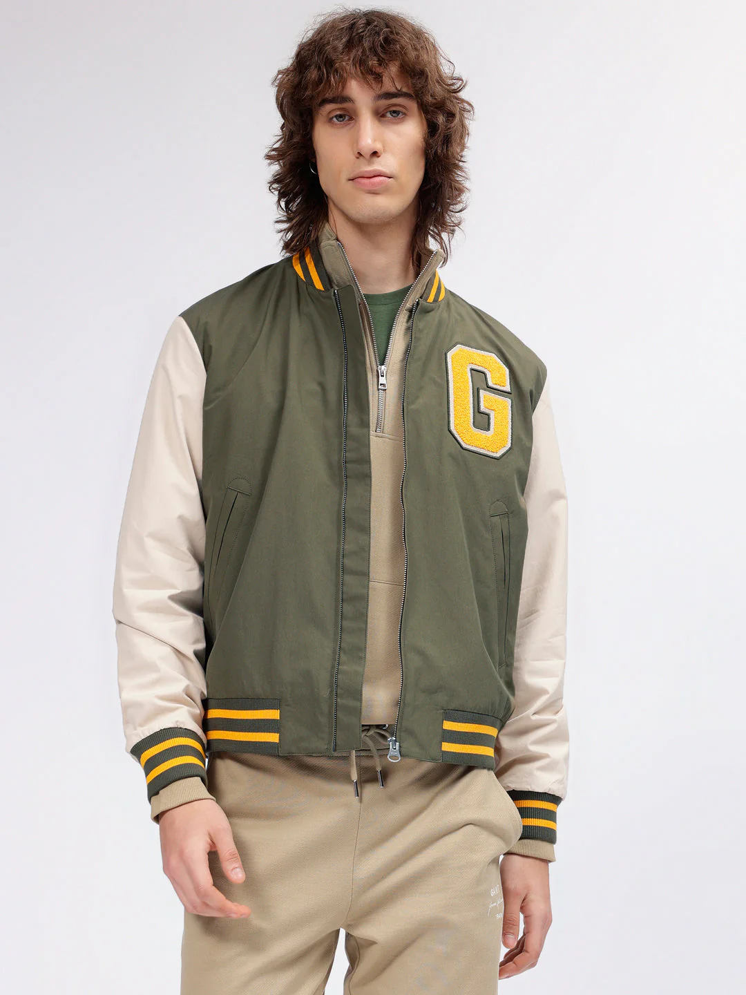 Gant Men Green Colour blocked Stand Collar Full Sleeves Jacket - Image 2