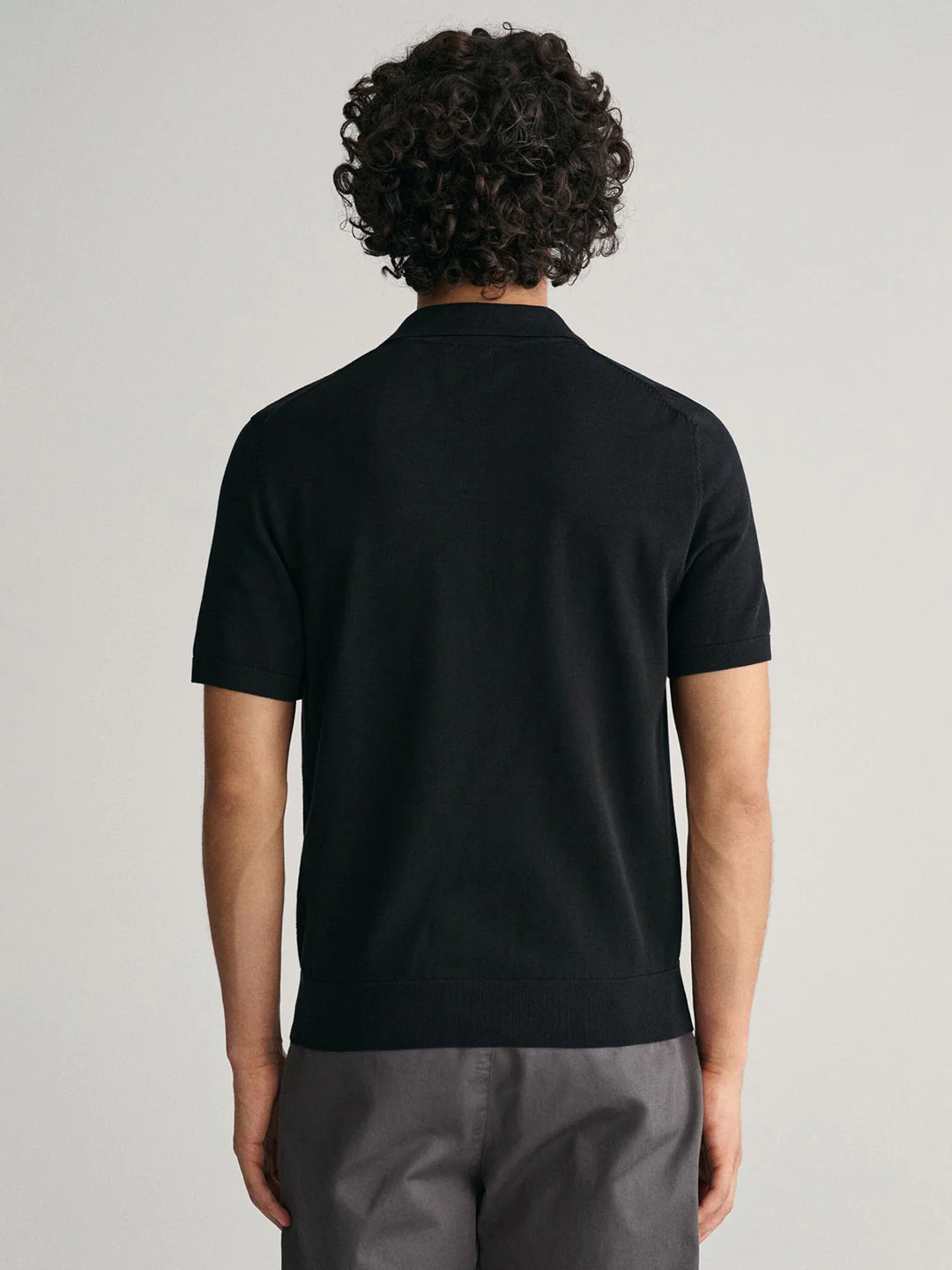 Gant Men Black Solid Polo Collar Short Sleeves Tshirt - Image 2