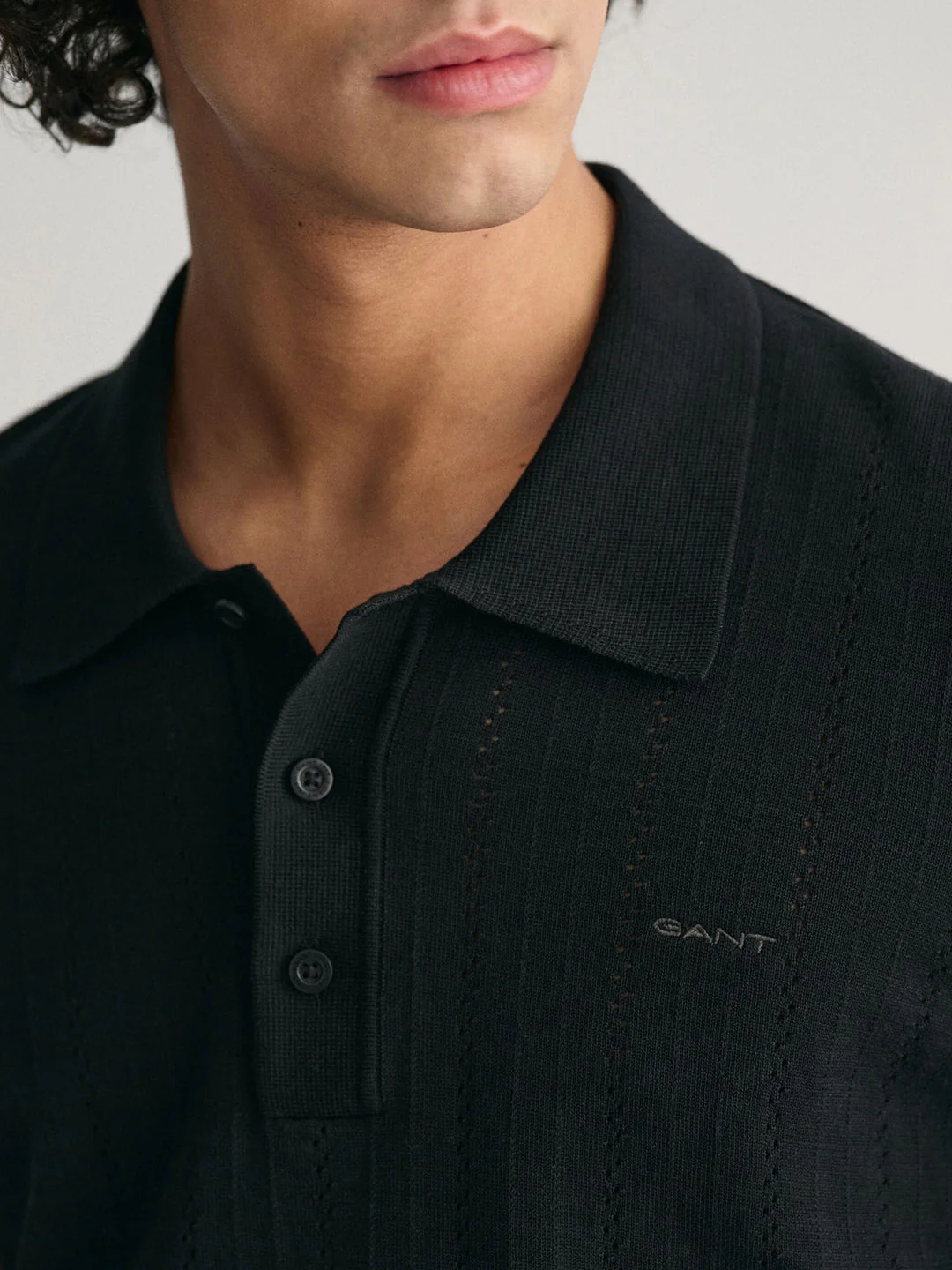 Gant Men Black Solid Polo Collar Short Sleeves Tshirt - Image 4
