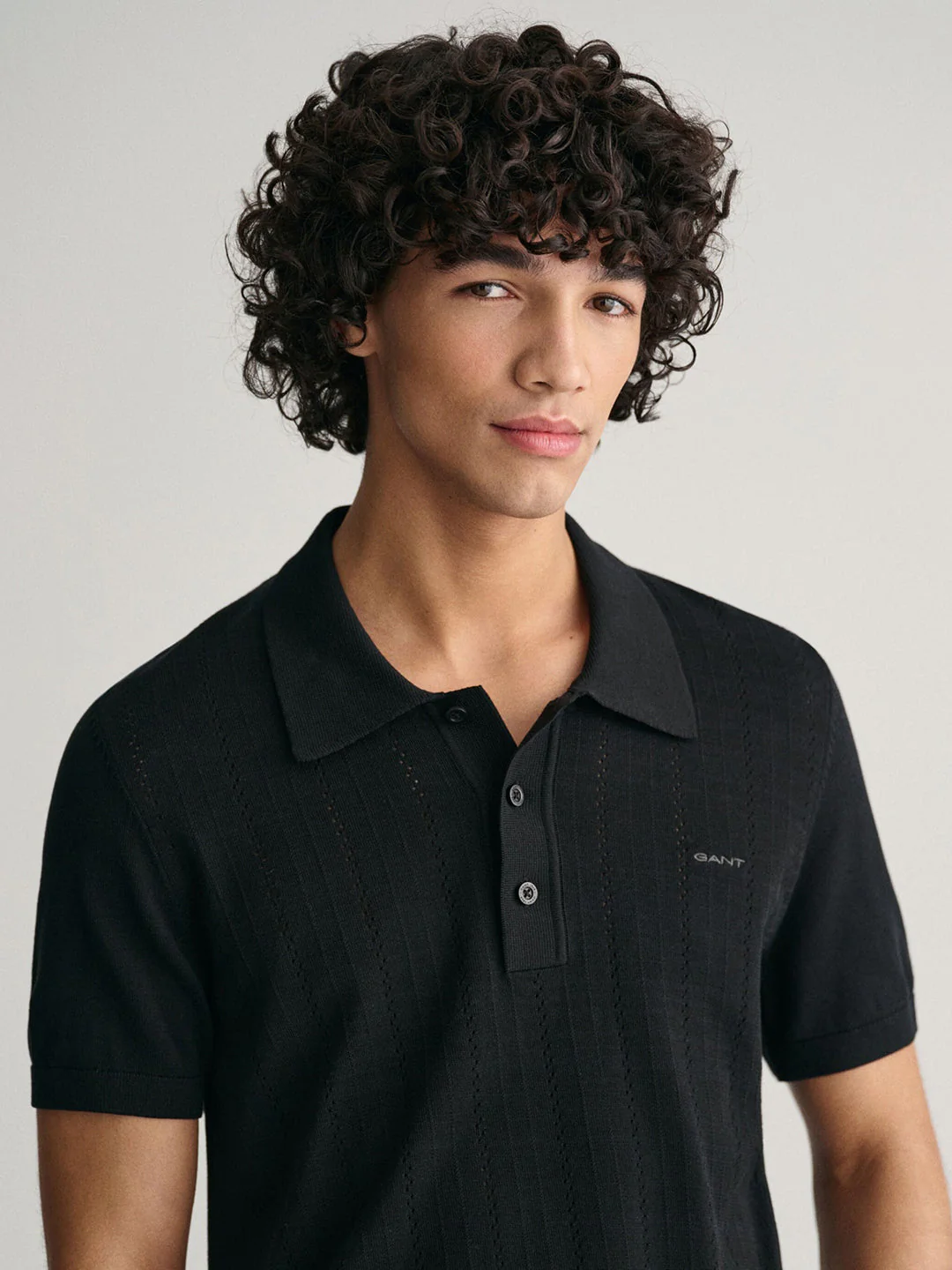 Gant Men Black Solid Polo Collar Short Sleeves Tshirt - Image 5