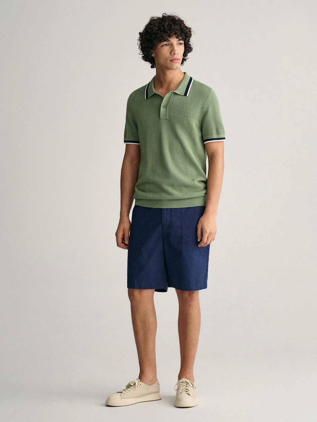 Gant Men Green Solid Polo Collar Short Sleeves Tshirt - Image 2