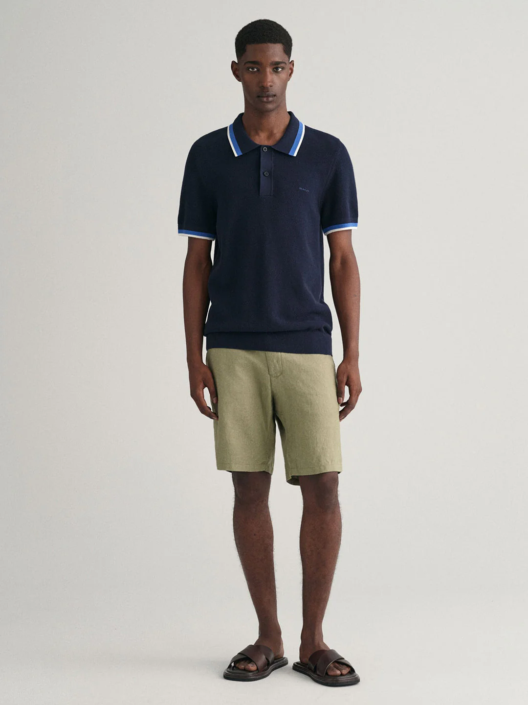 Gant Men Blue Solid Polo Collar Short Sleeves Tshirt - Image 3
