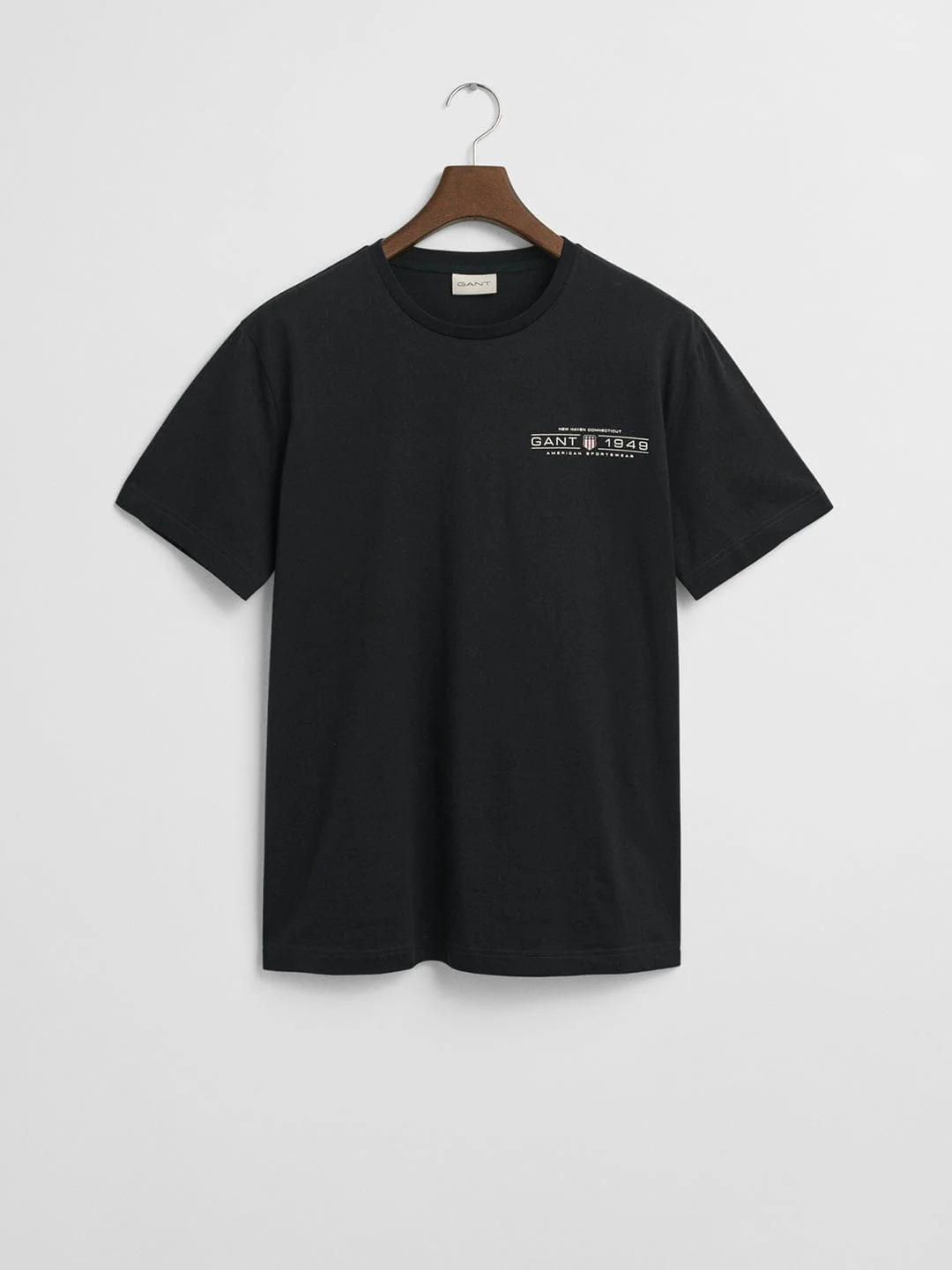 Gant Men Black Round Neck Short Sleeves T-Shirt - Image 5