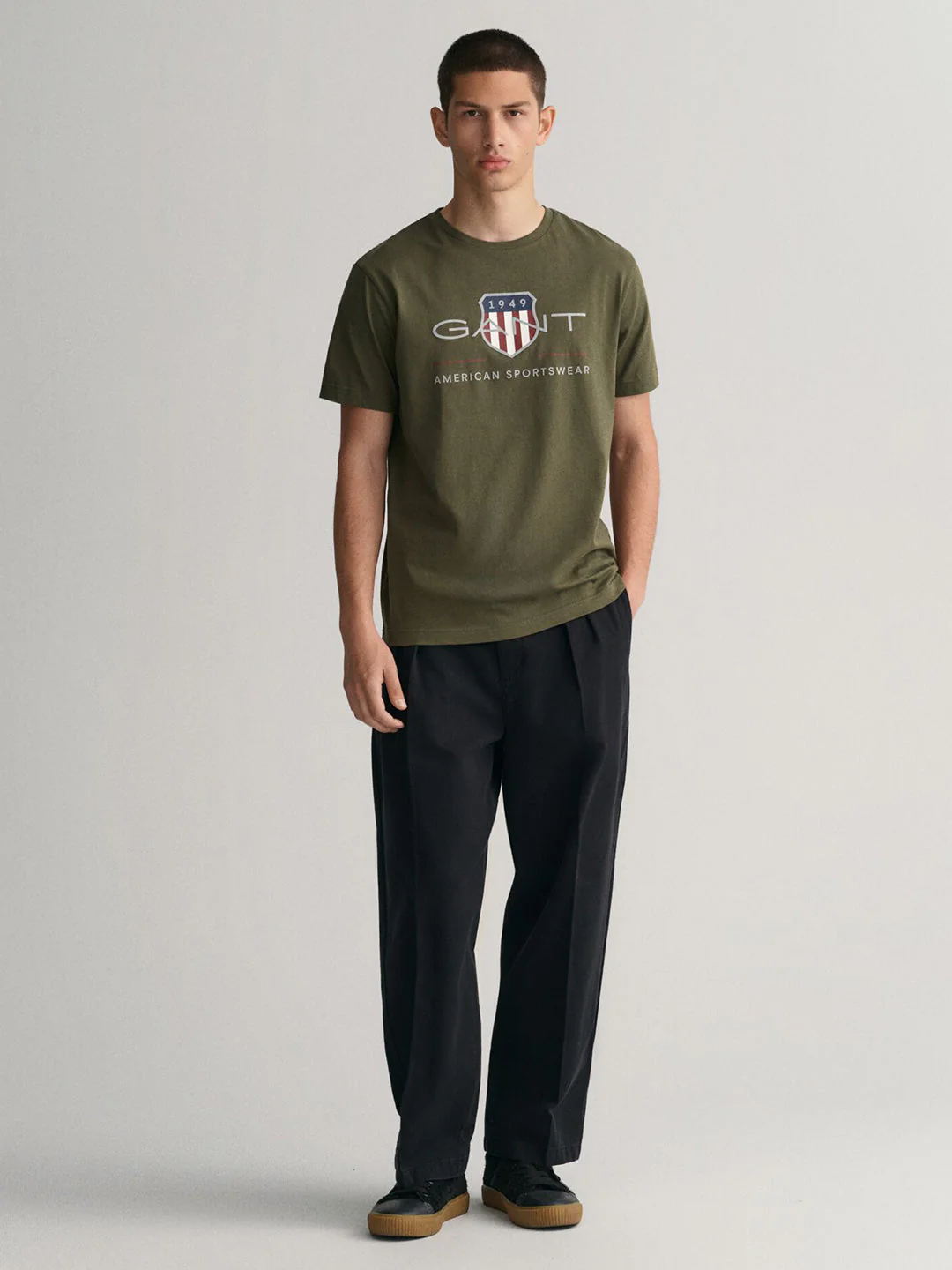 Gant Men Green Printed Round Neck Short Sleeves Tshirt - Image 4