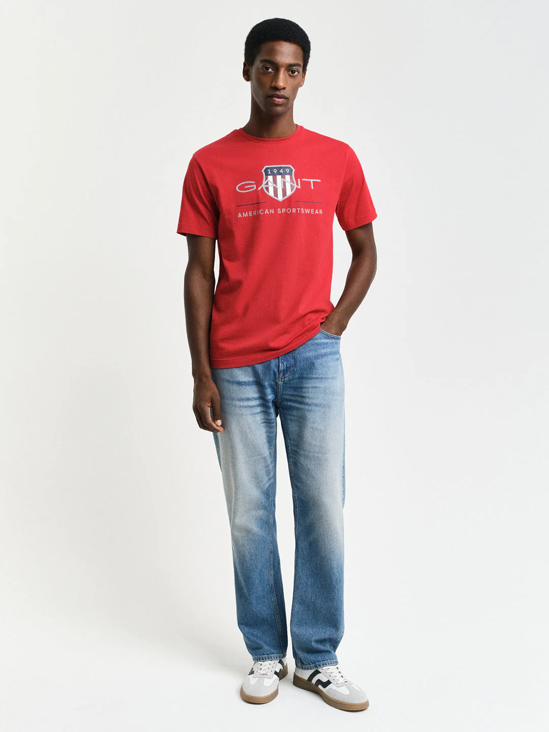 Gant Men Red Printed Round Neck Short Sleeves Tshirt - Image 3