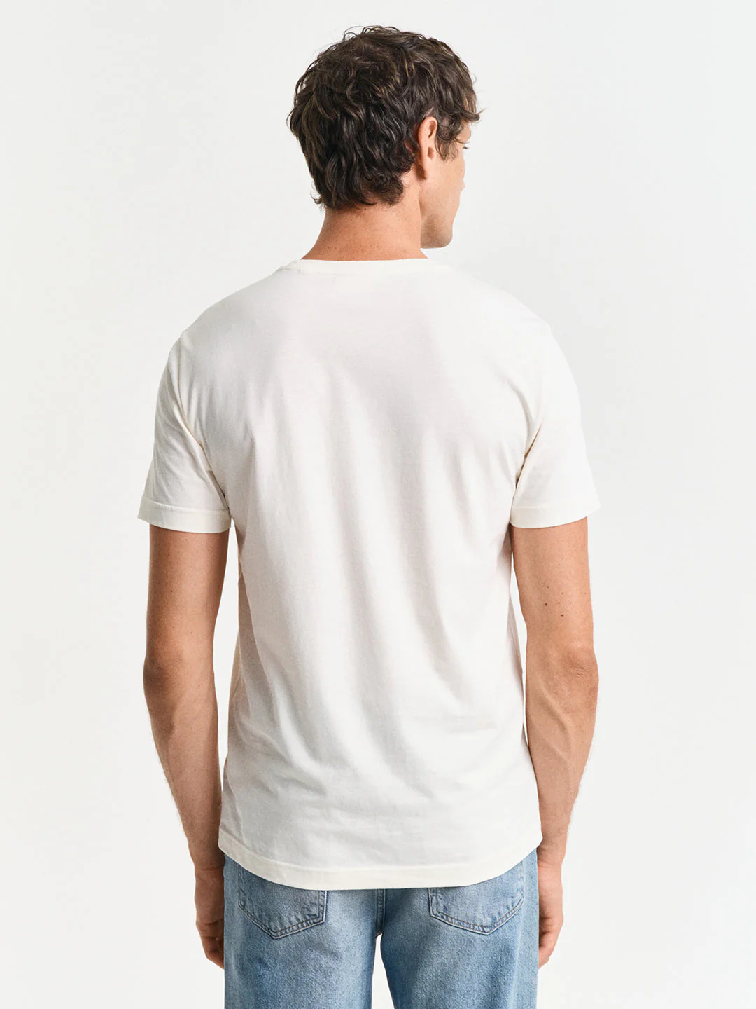 Gant Men Cream Printed Round Neck Short Sleeves Tshirt - Image 2