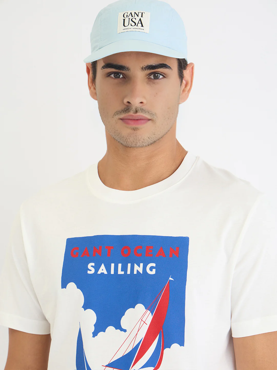 Gant Men White Solid Round Neck Tshirt - Image 4